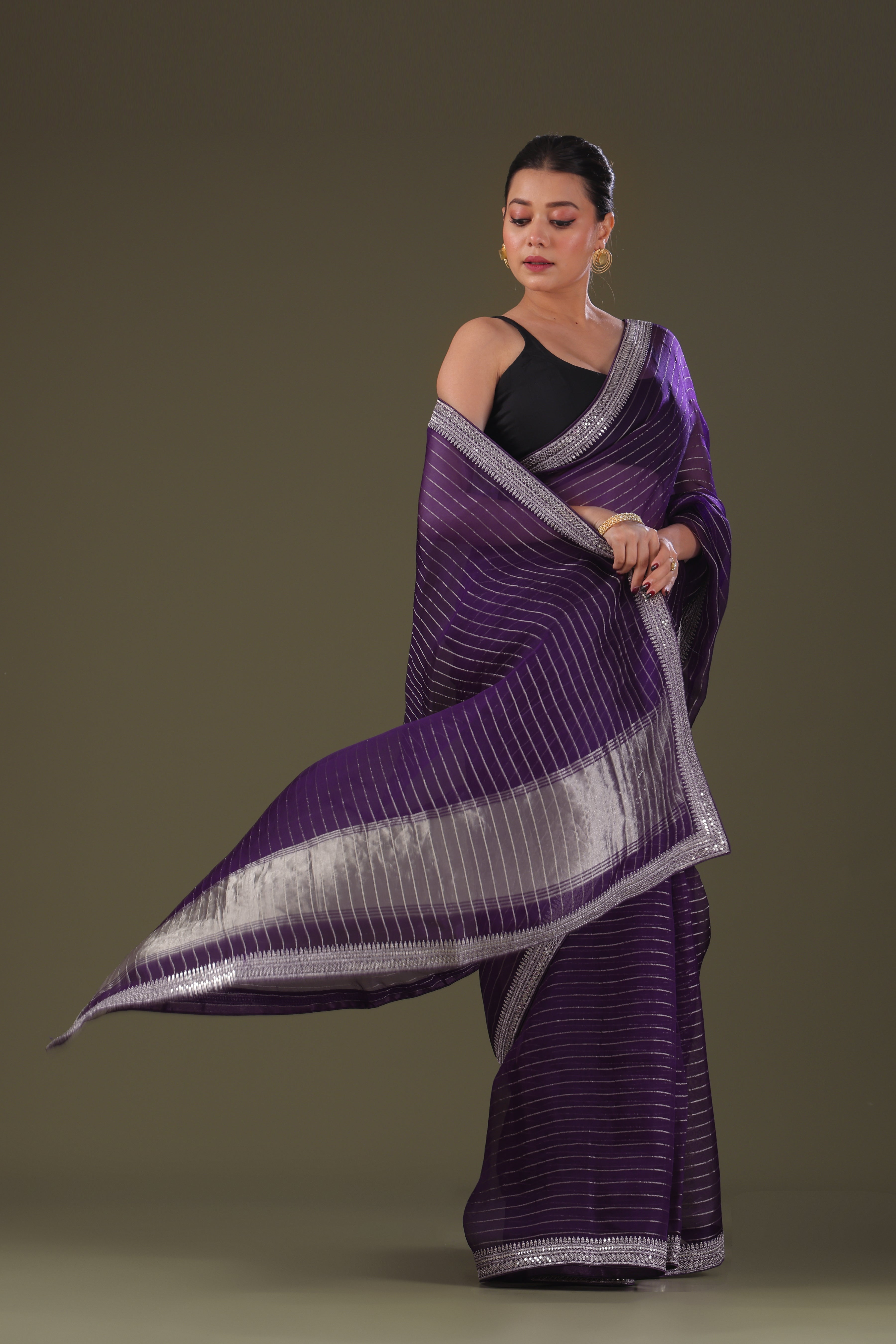 Checks Organza Zari Border