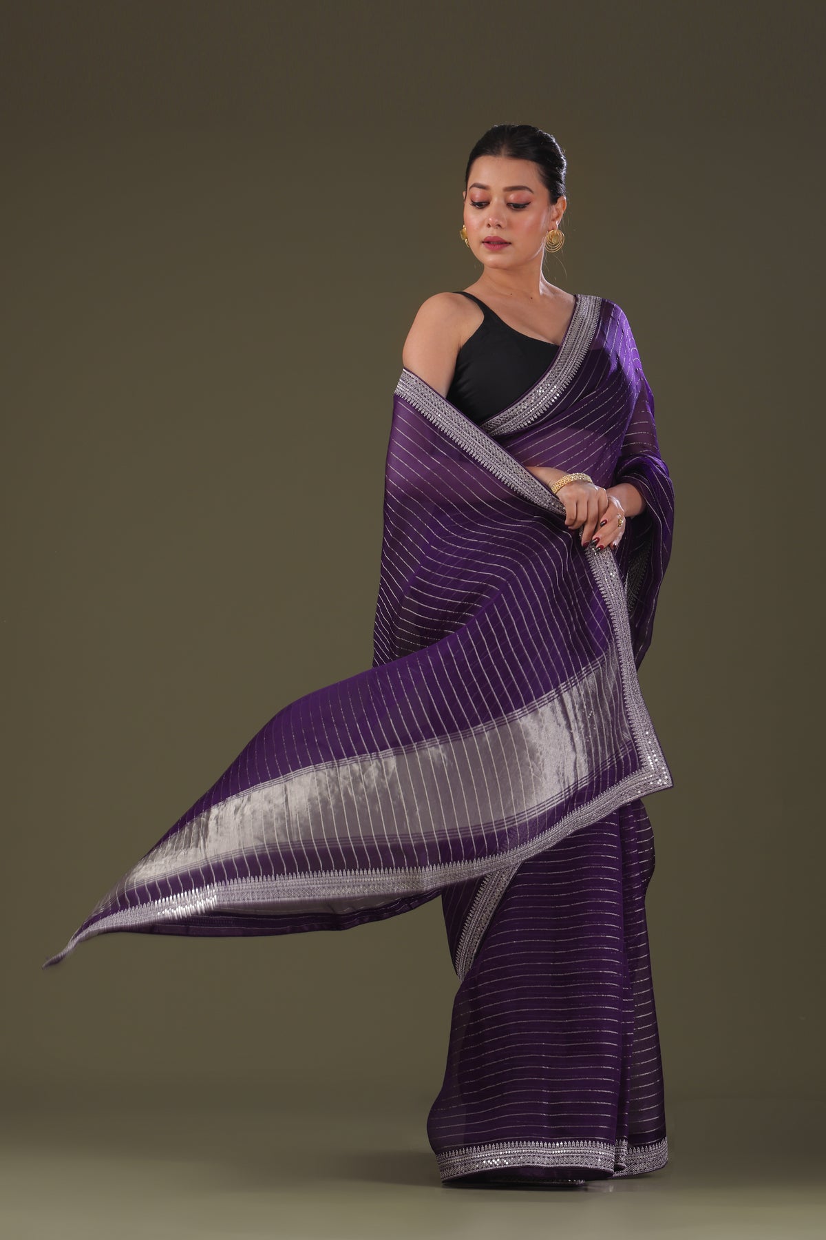 Checks Organza Zari Border