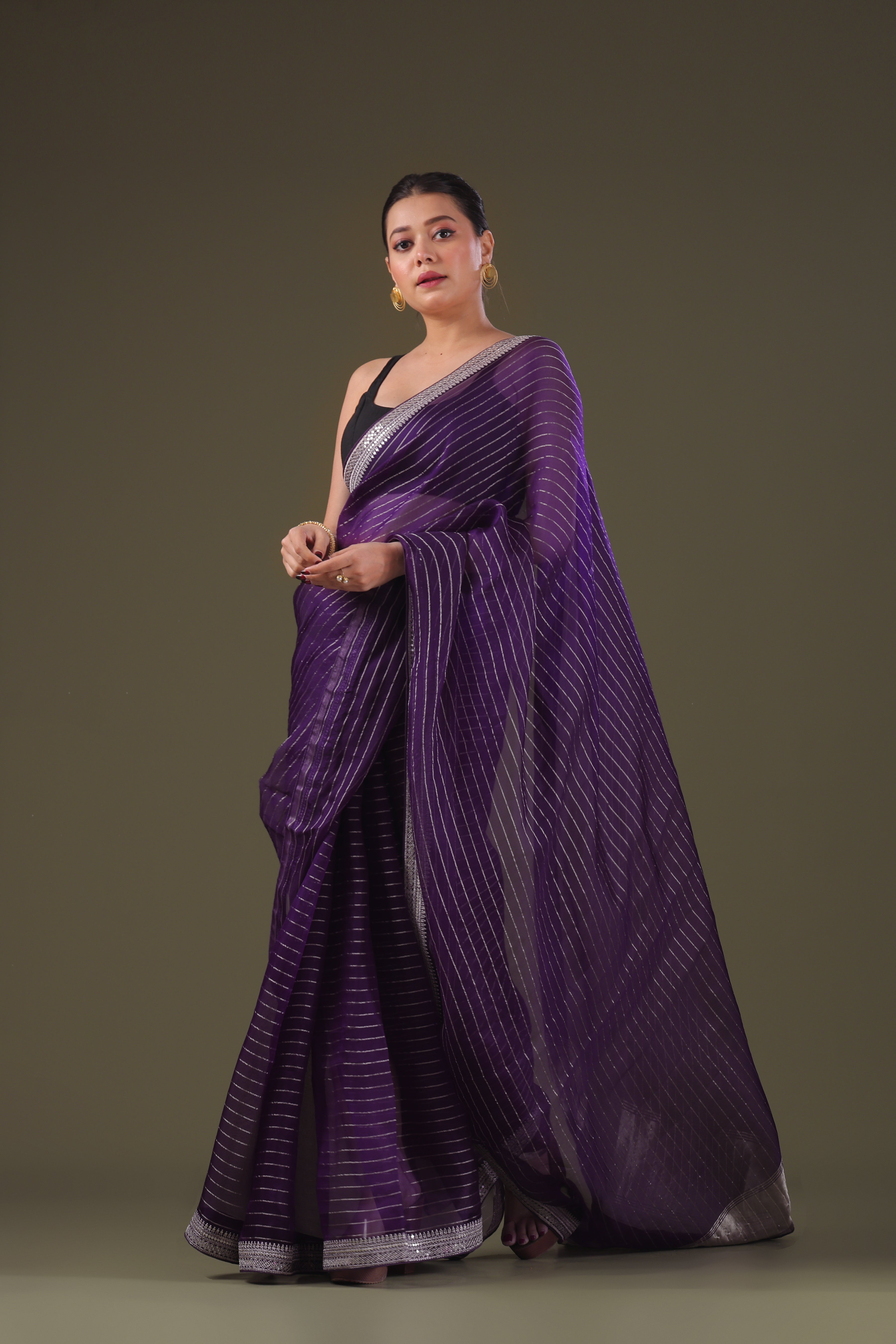 Checks Organza Zari Border