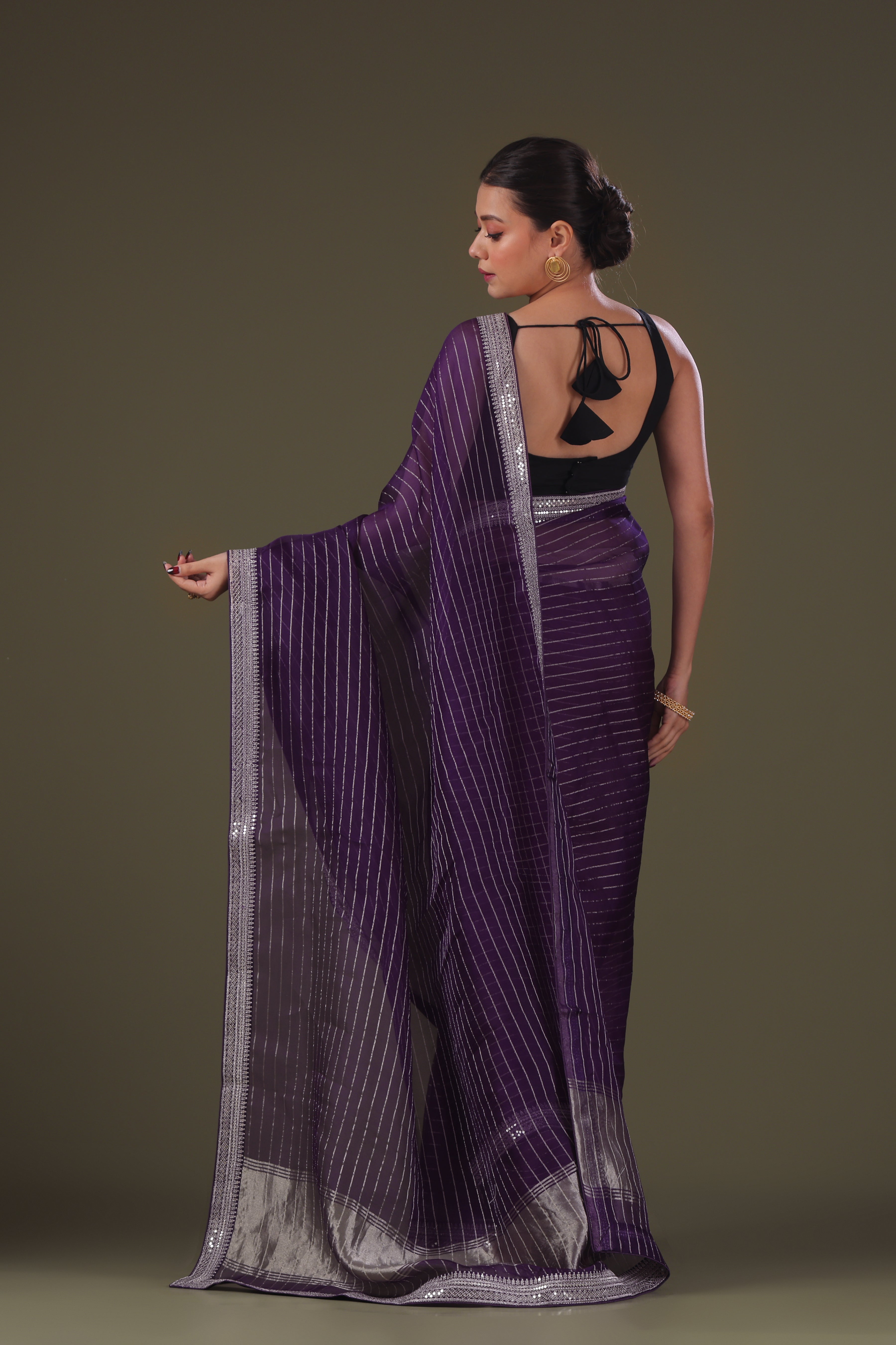 Checks Organza Zari Border