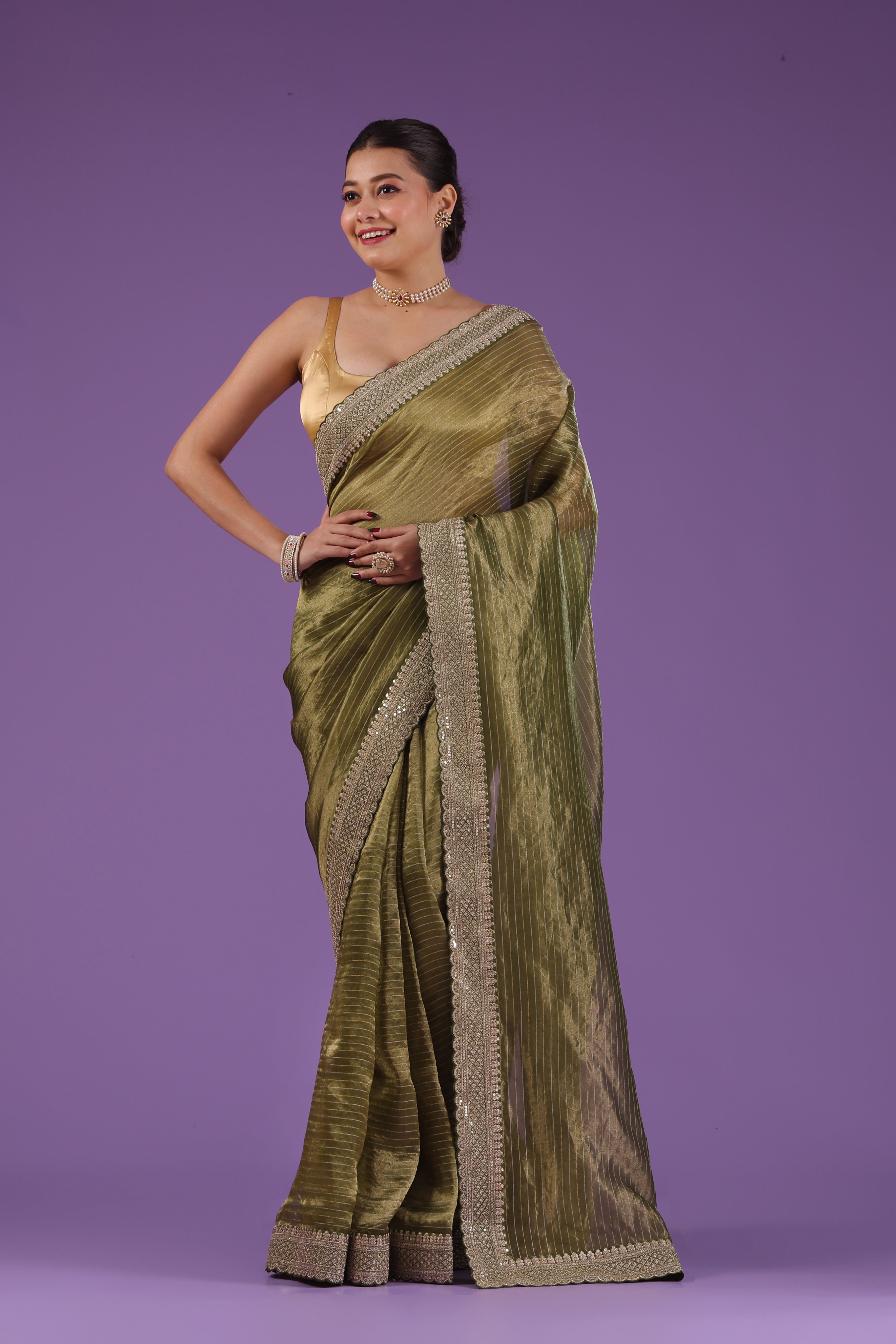 Organza Tissue Zari Border