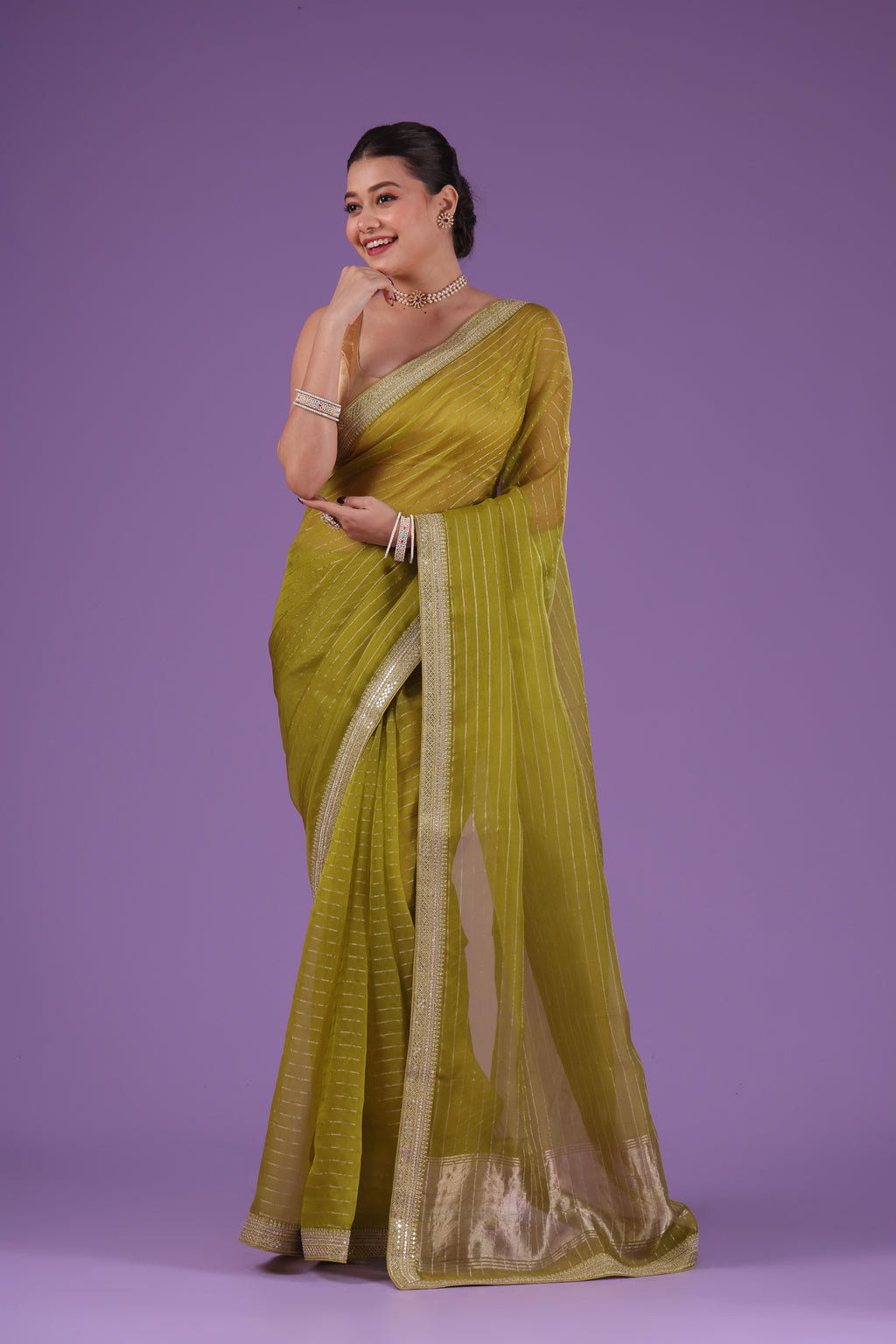 Checks Organza Zari Border