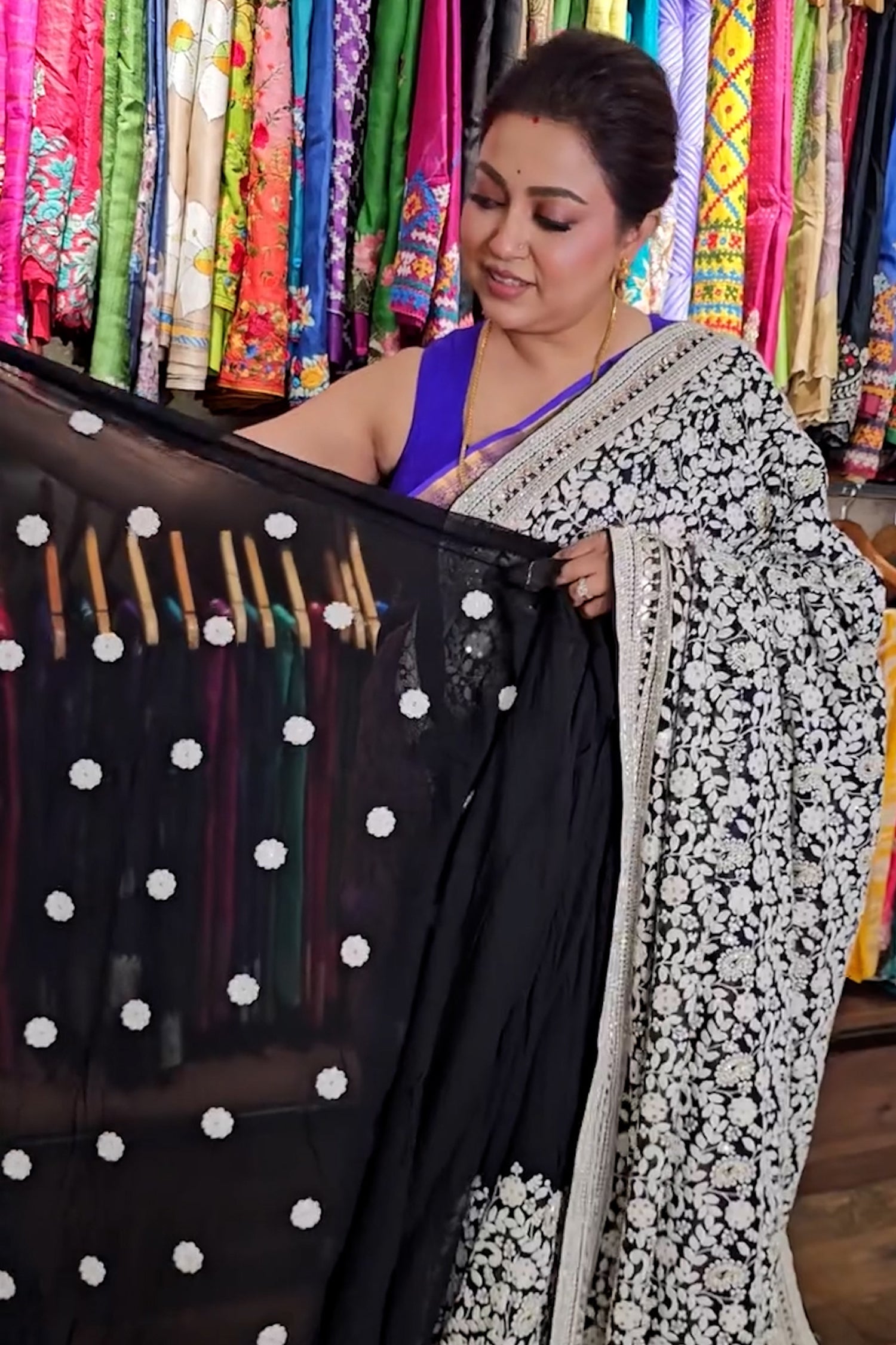 Chikankari Saree Black