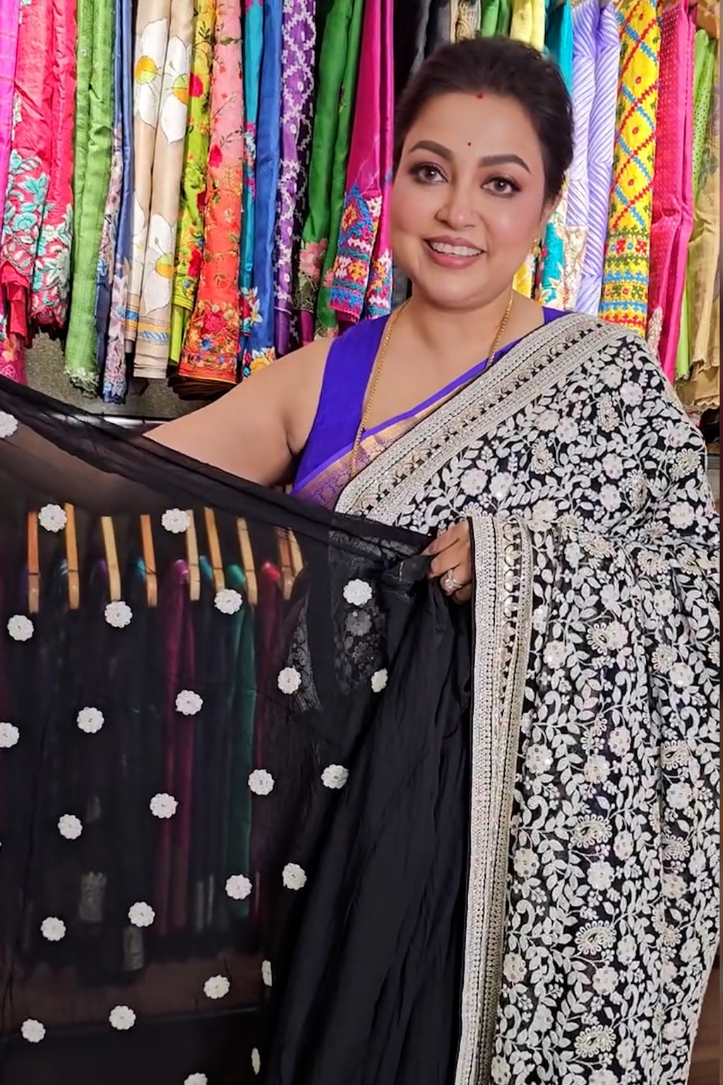 Chikankari Saree Black