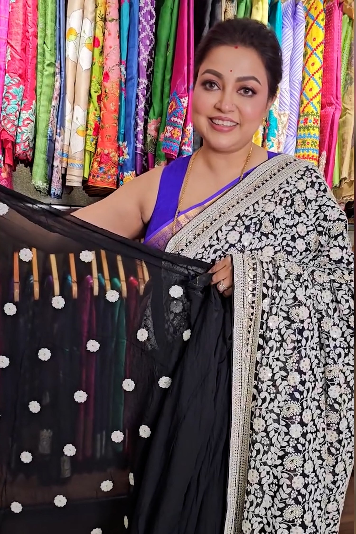 Chikankari Saree Black