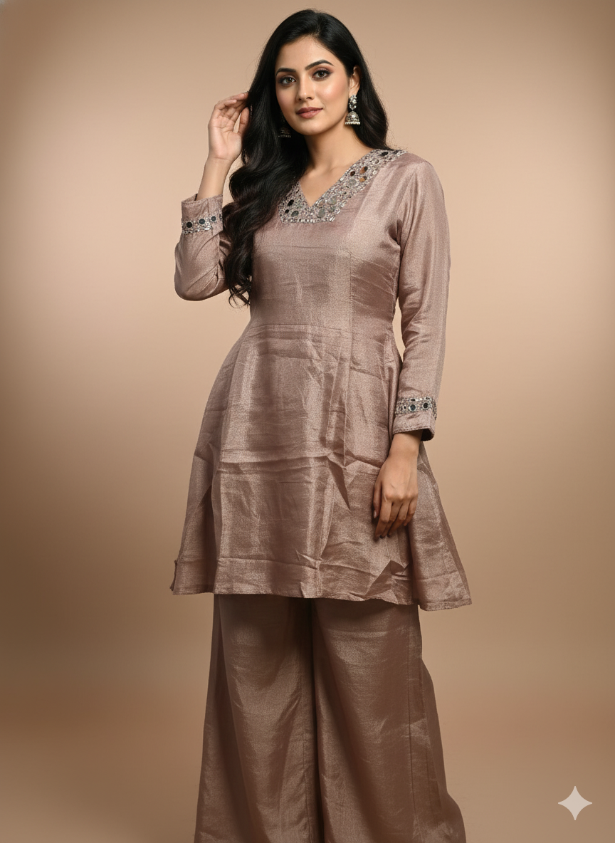 Tissue Zardosi Work 2PC Kurti Set