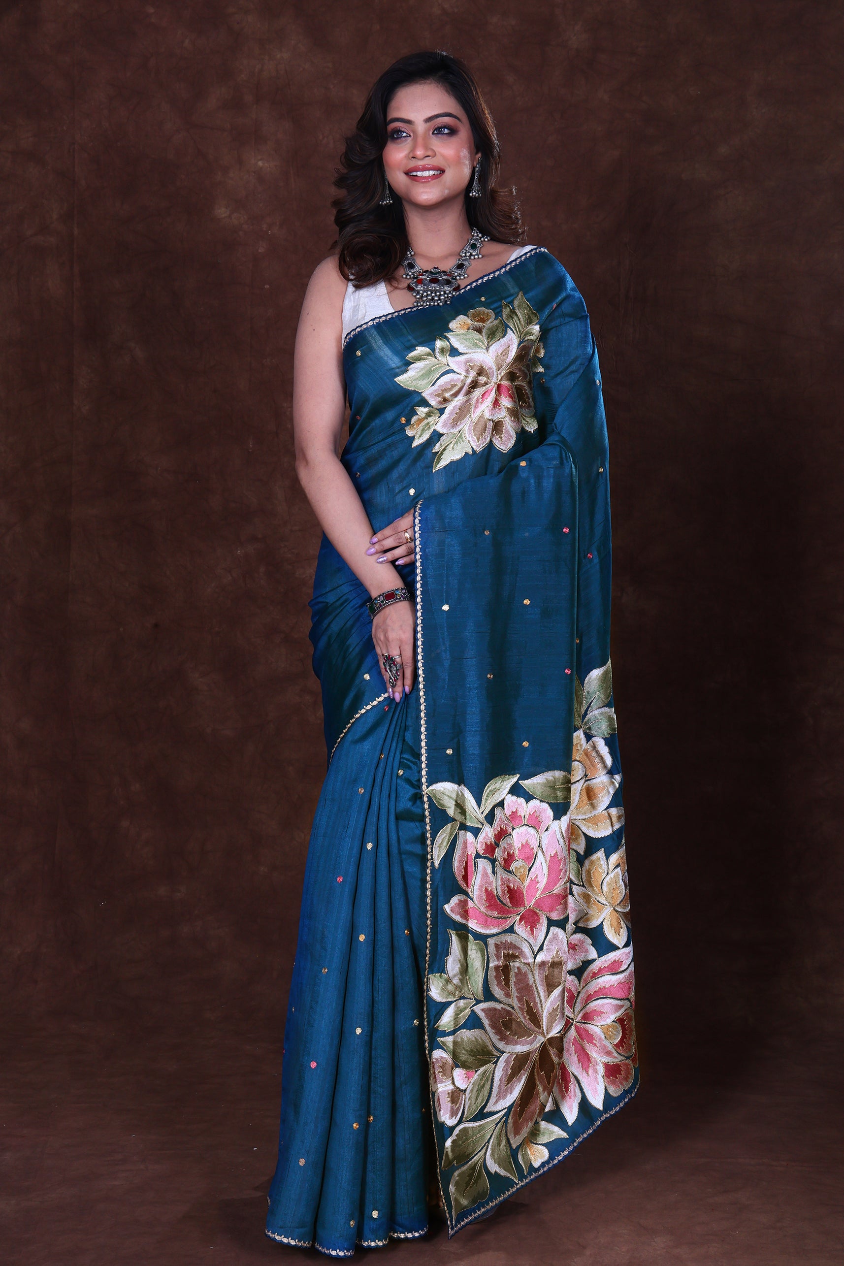 Semi Tussar Embroidery