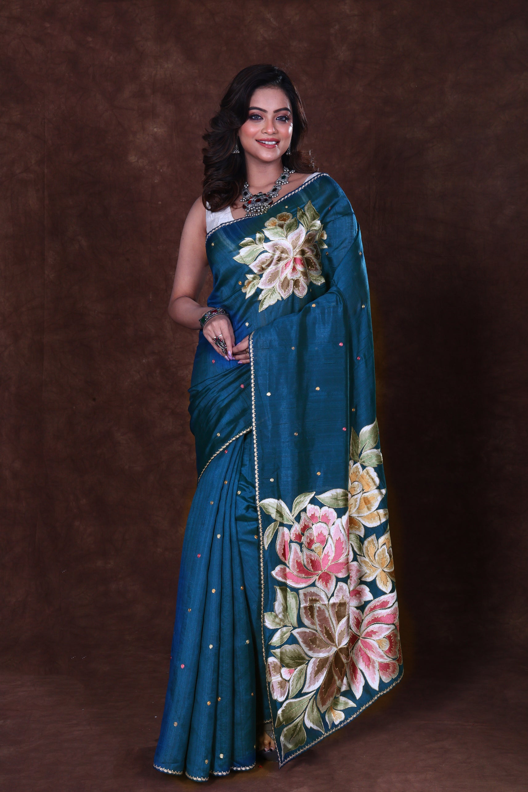 Semi Tussar Embroidery