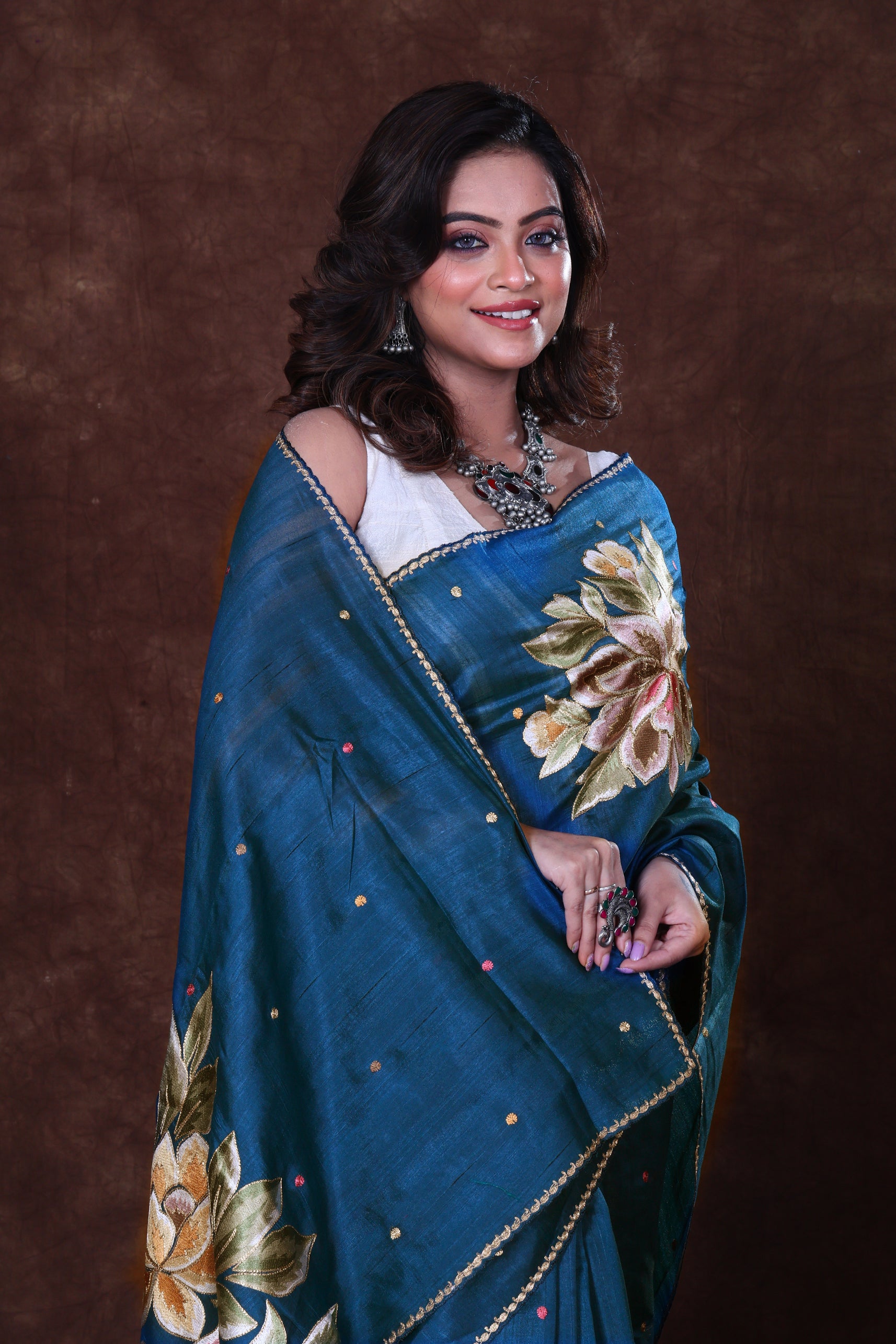 Semi Tussar Embroidery