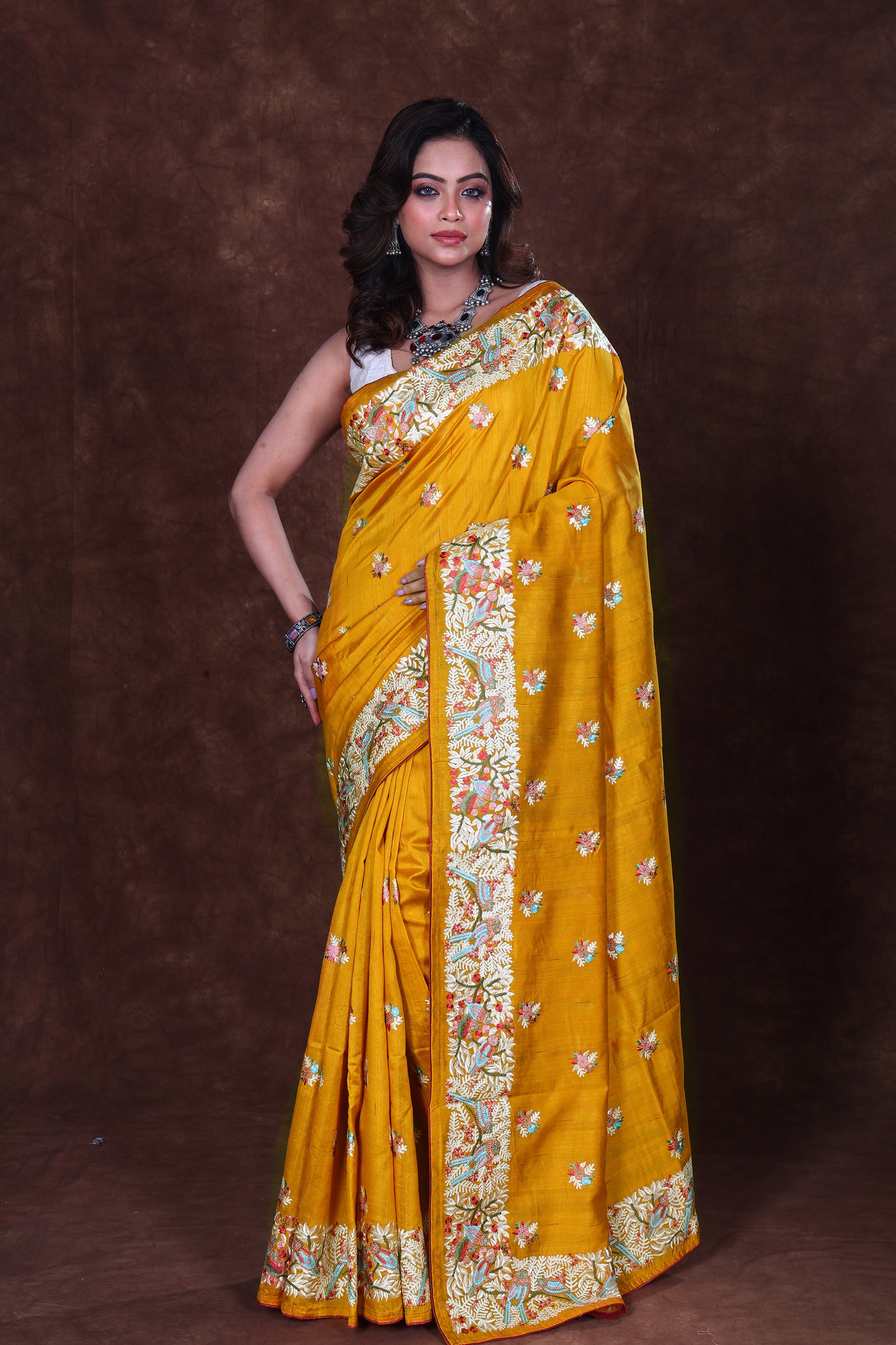 Semi Tussar Embroidery