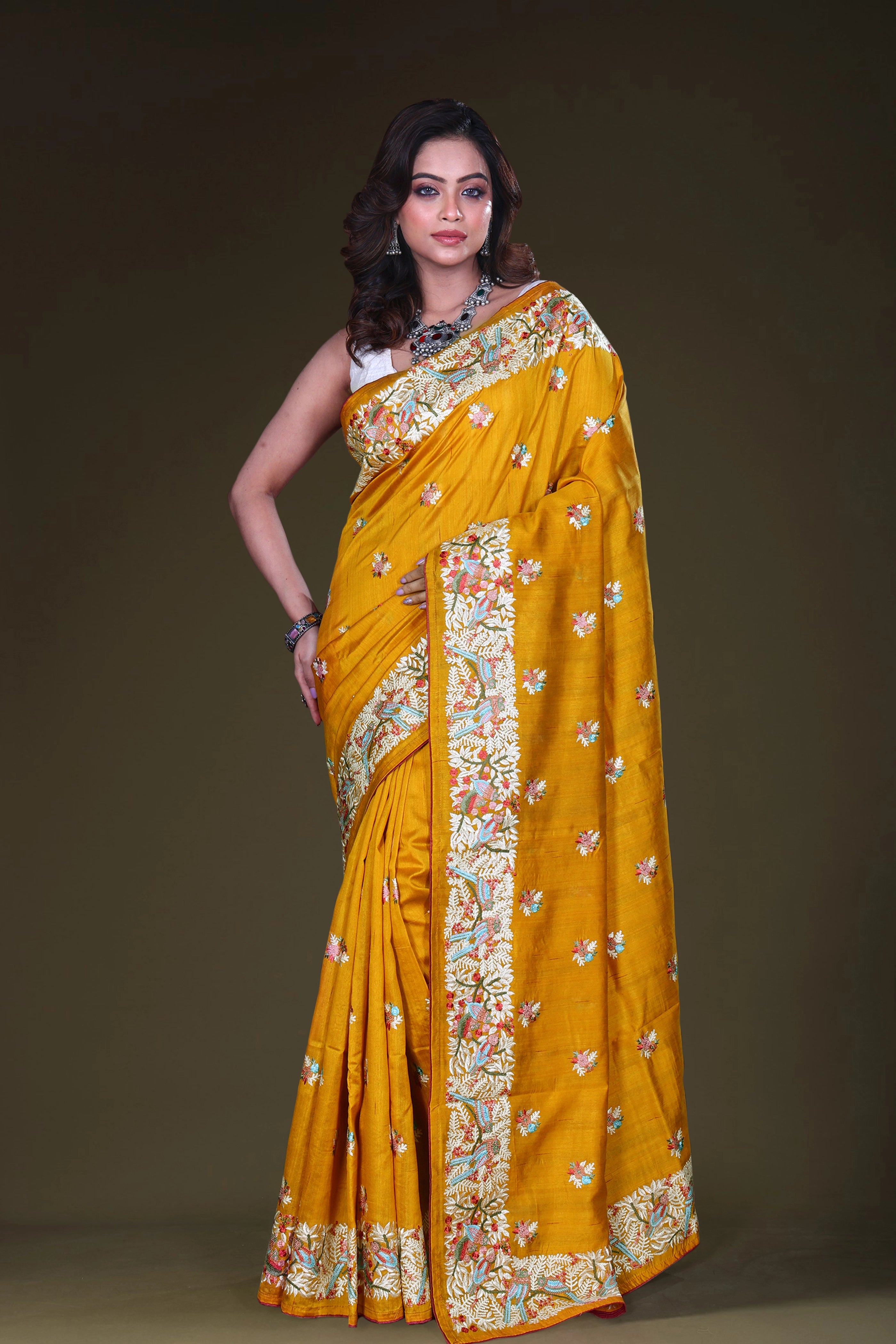 Semi Tussar Embroidery
