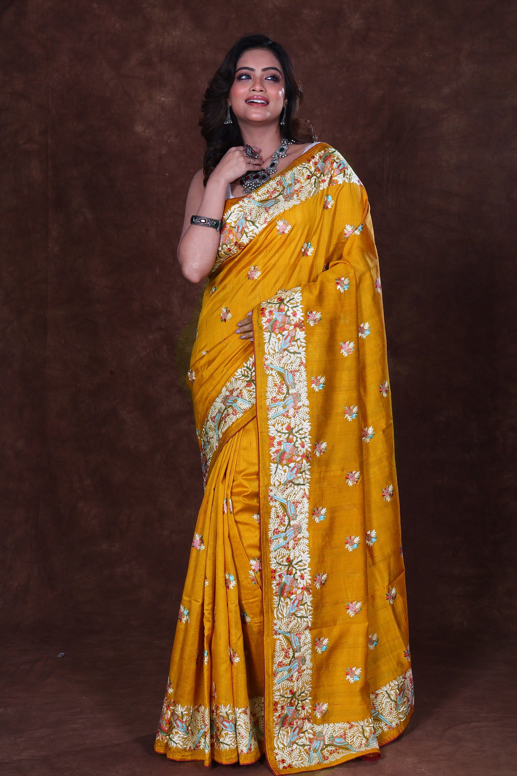 Semi Tussar Embroidery