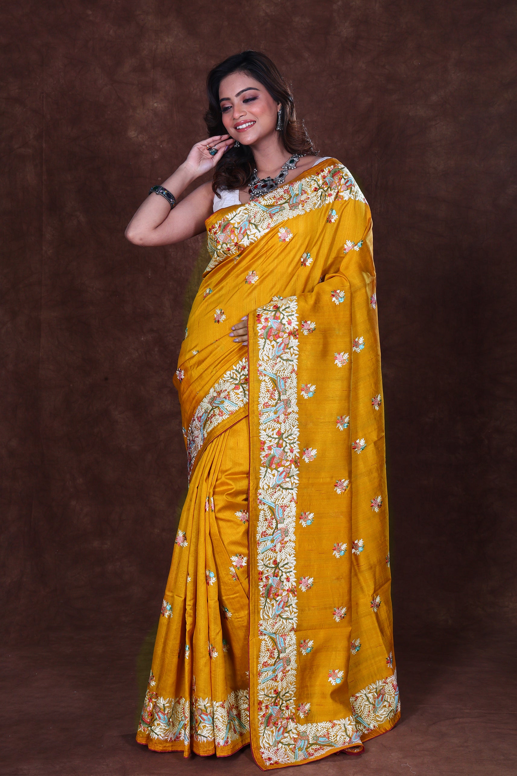 Semi Tussar Embroidery