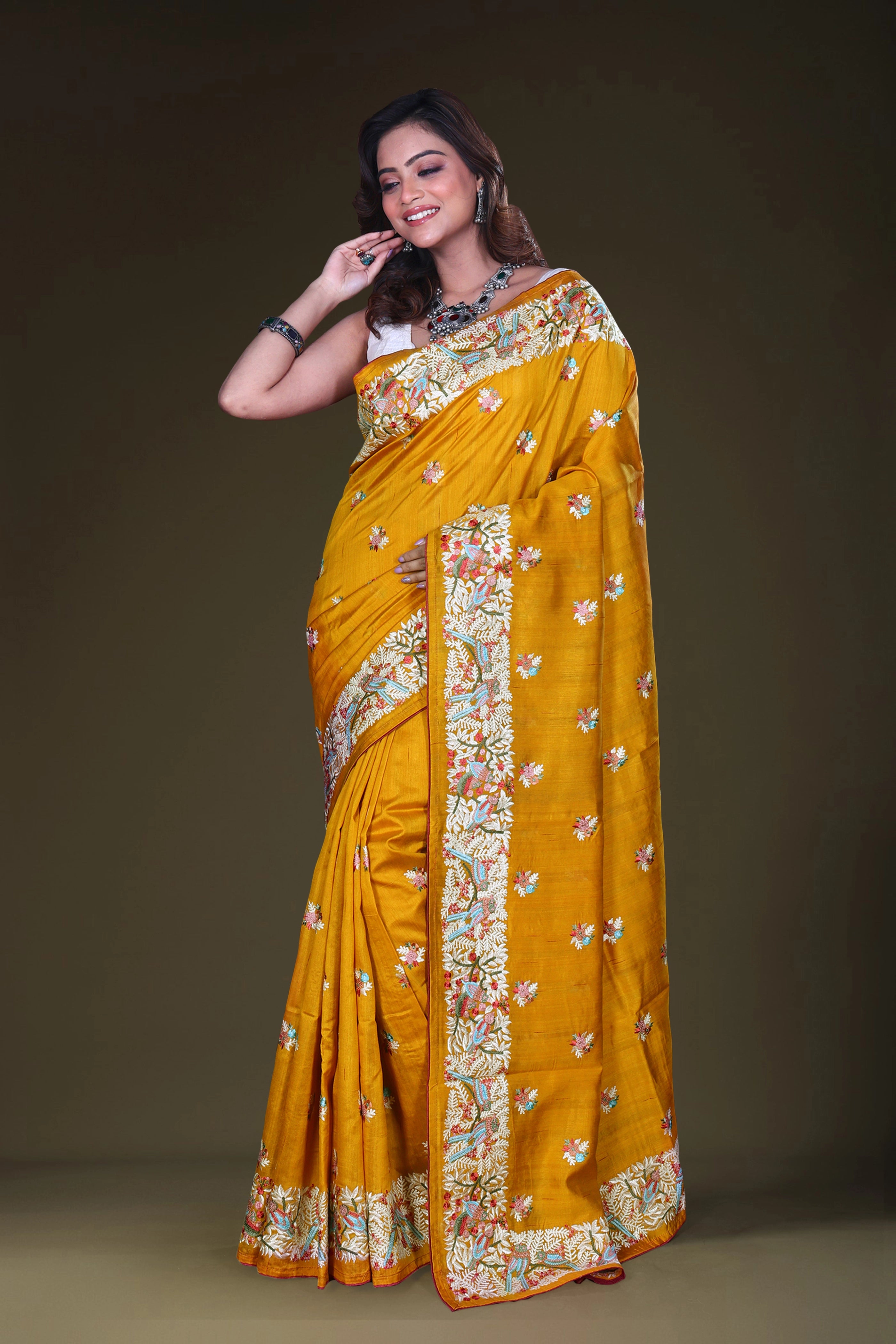 Semi Tussar Embroidery