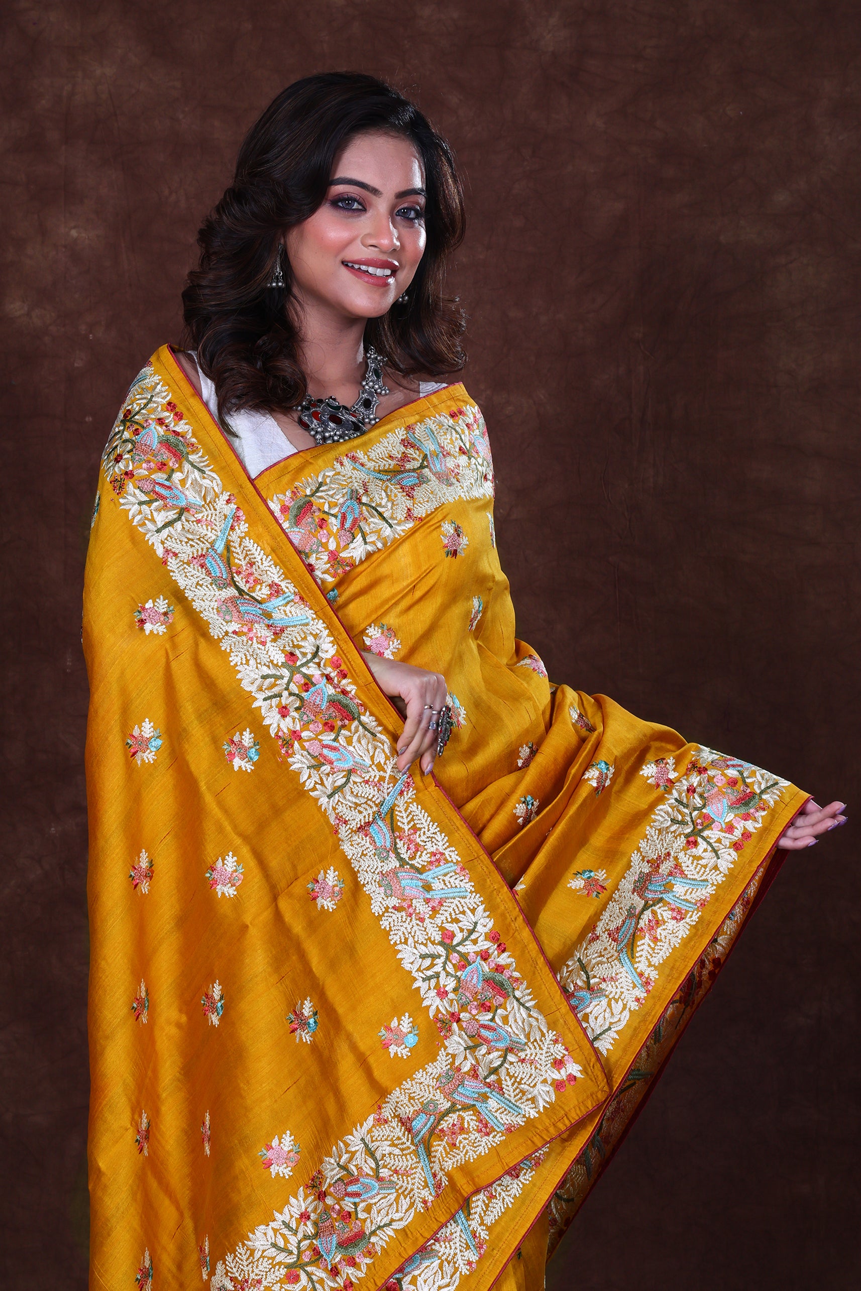 Semi Tussar Embroidery