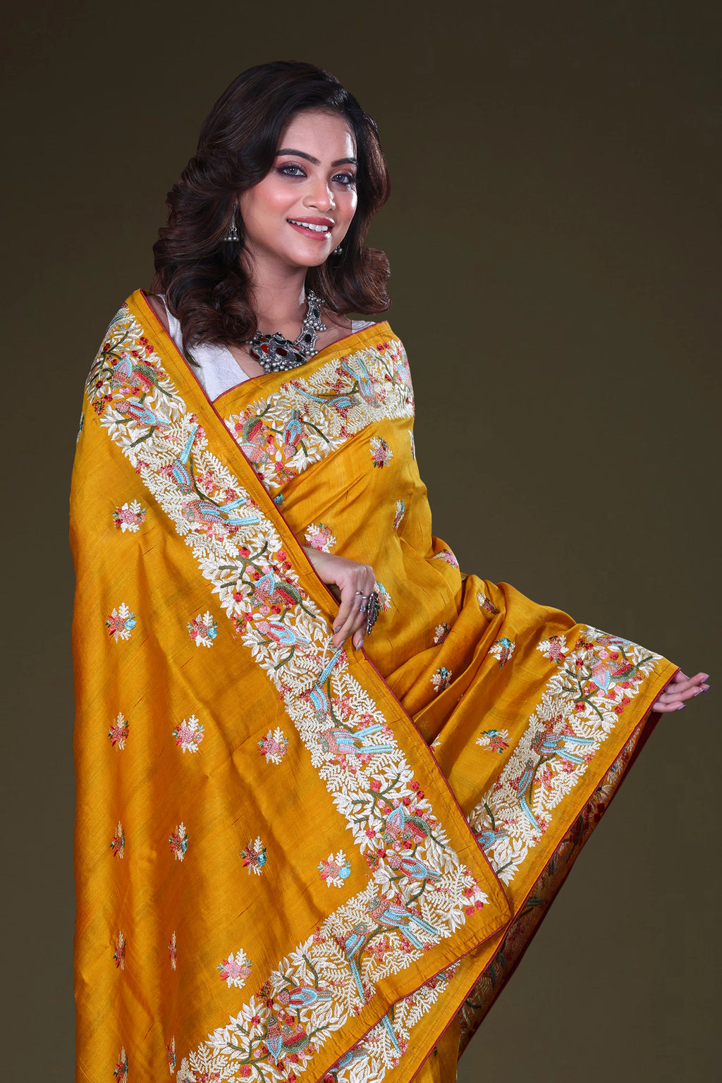 Semi Tussar Embroidery