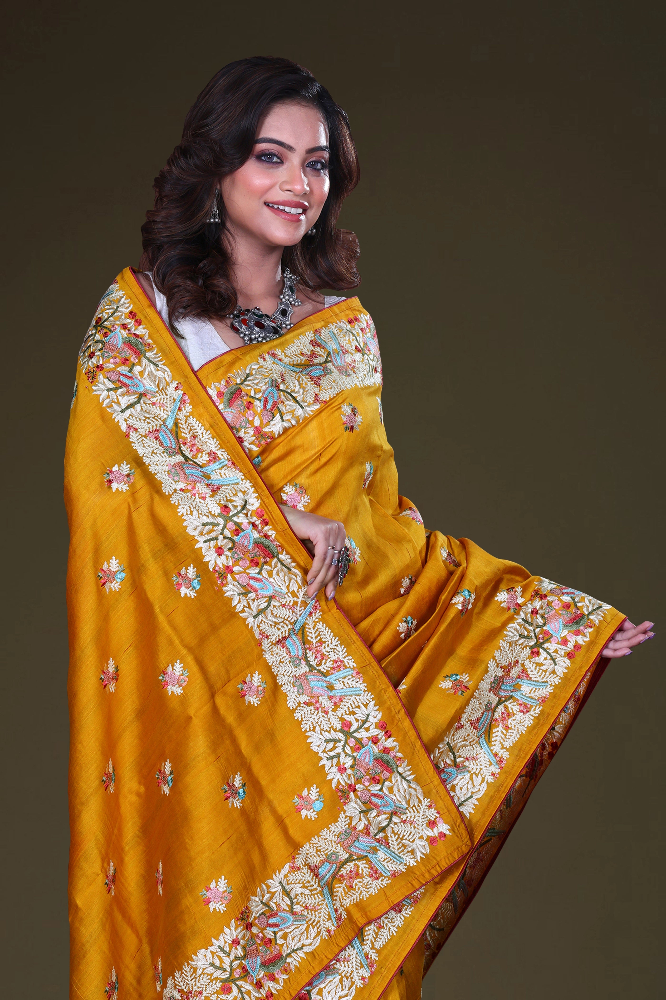 Semi Tussar Embroidery