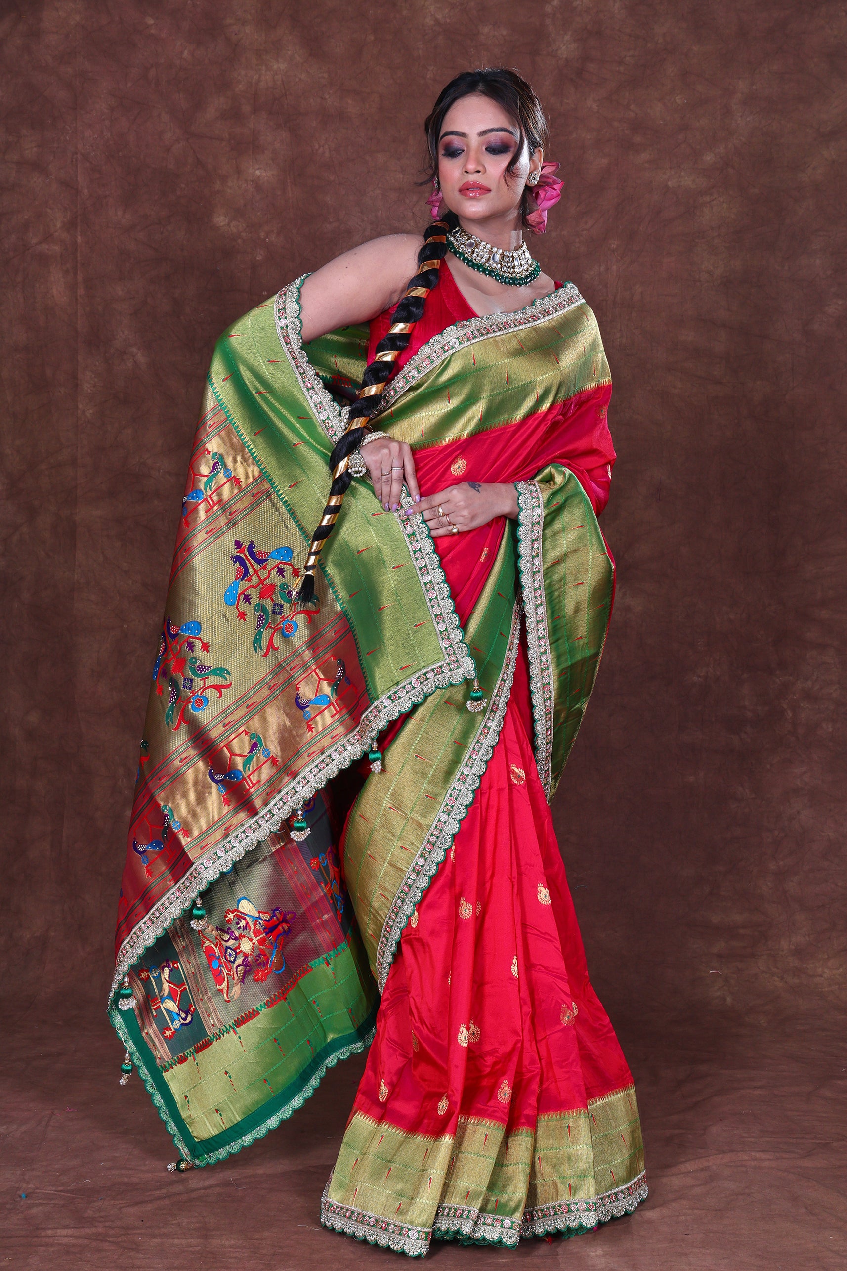 Exclusive Semi Paithani With Designer Border