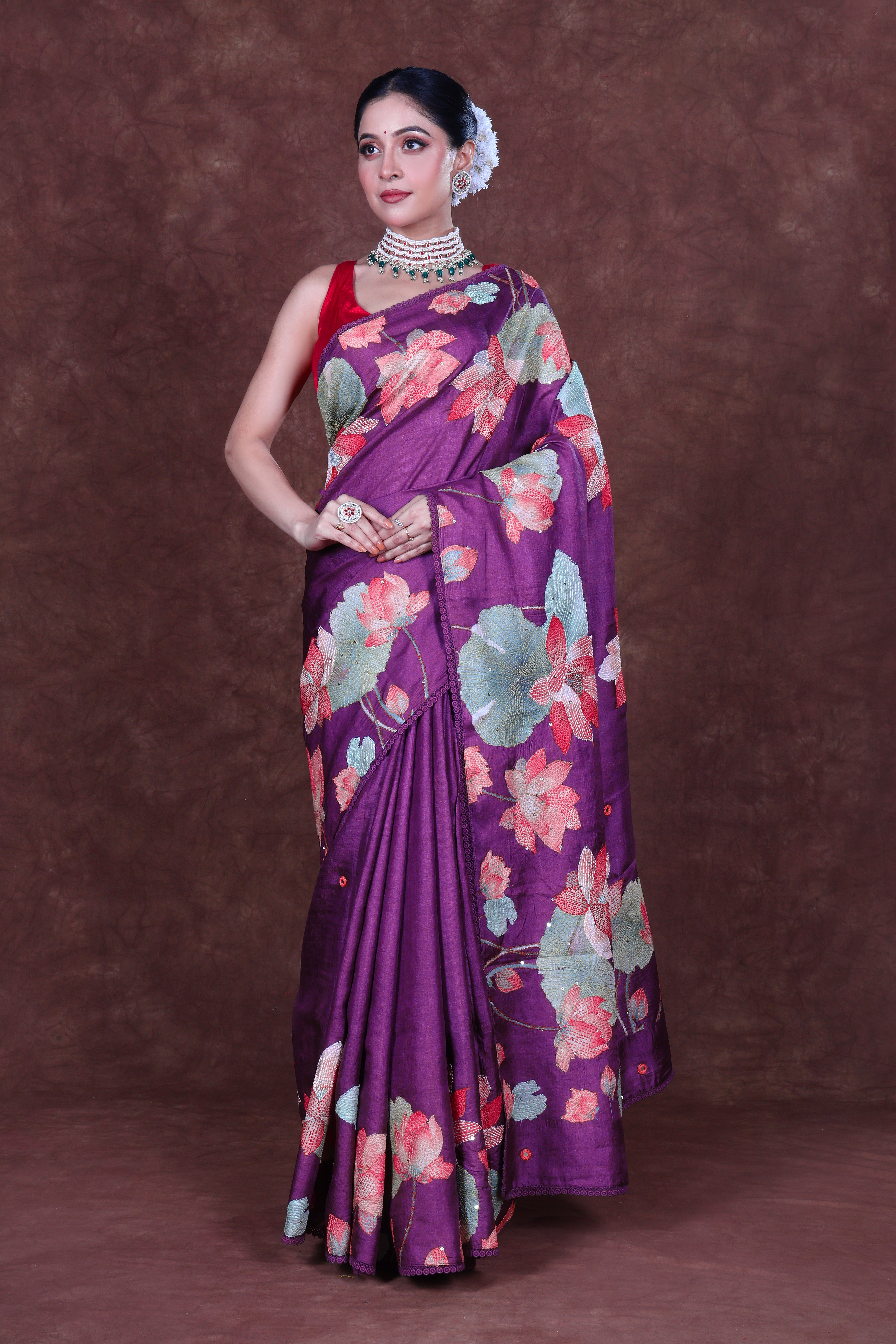 Tussar Hand Embroidery