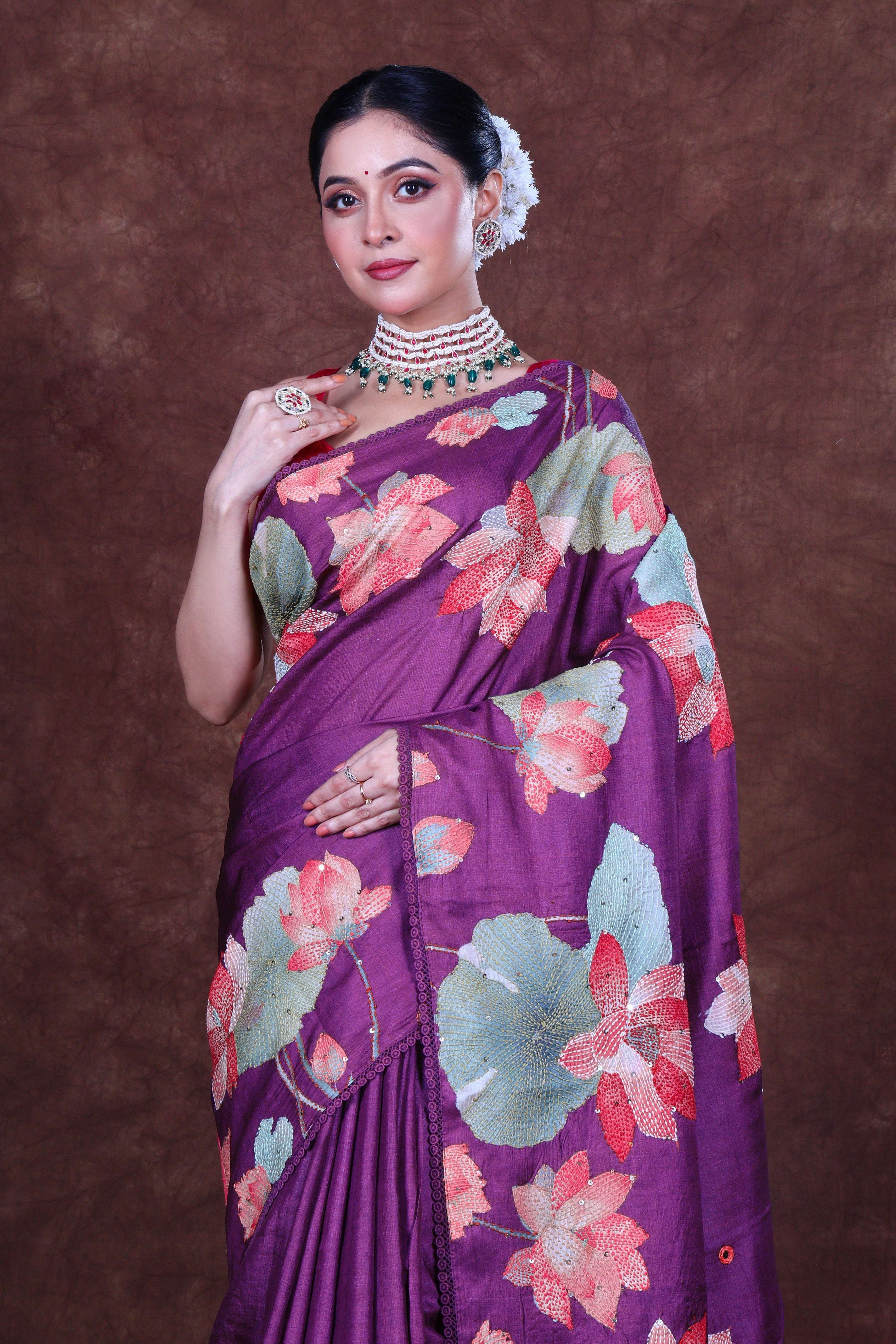 Tussar Hand Embroidery