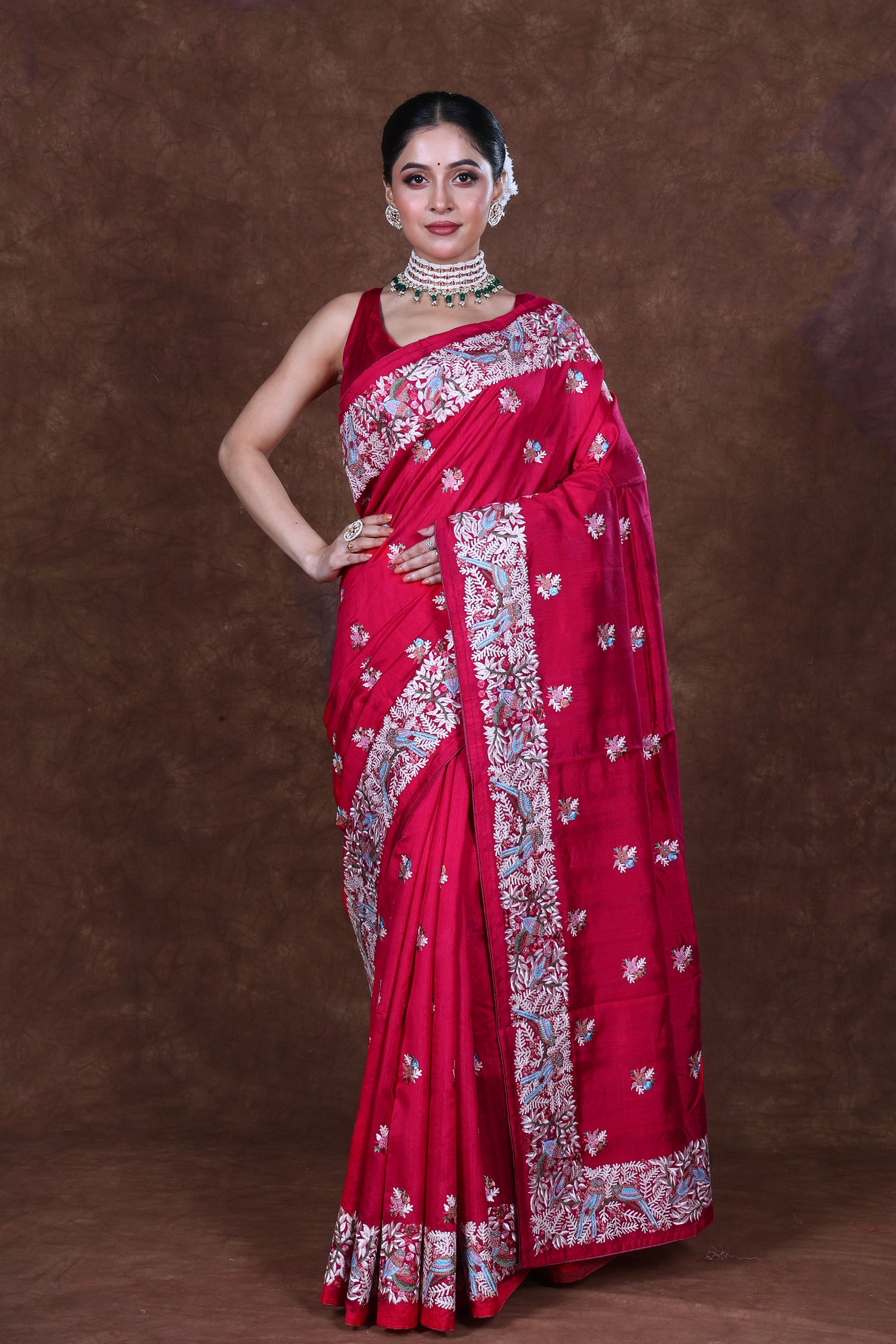 Semi Tussar Embroidery