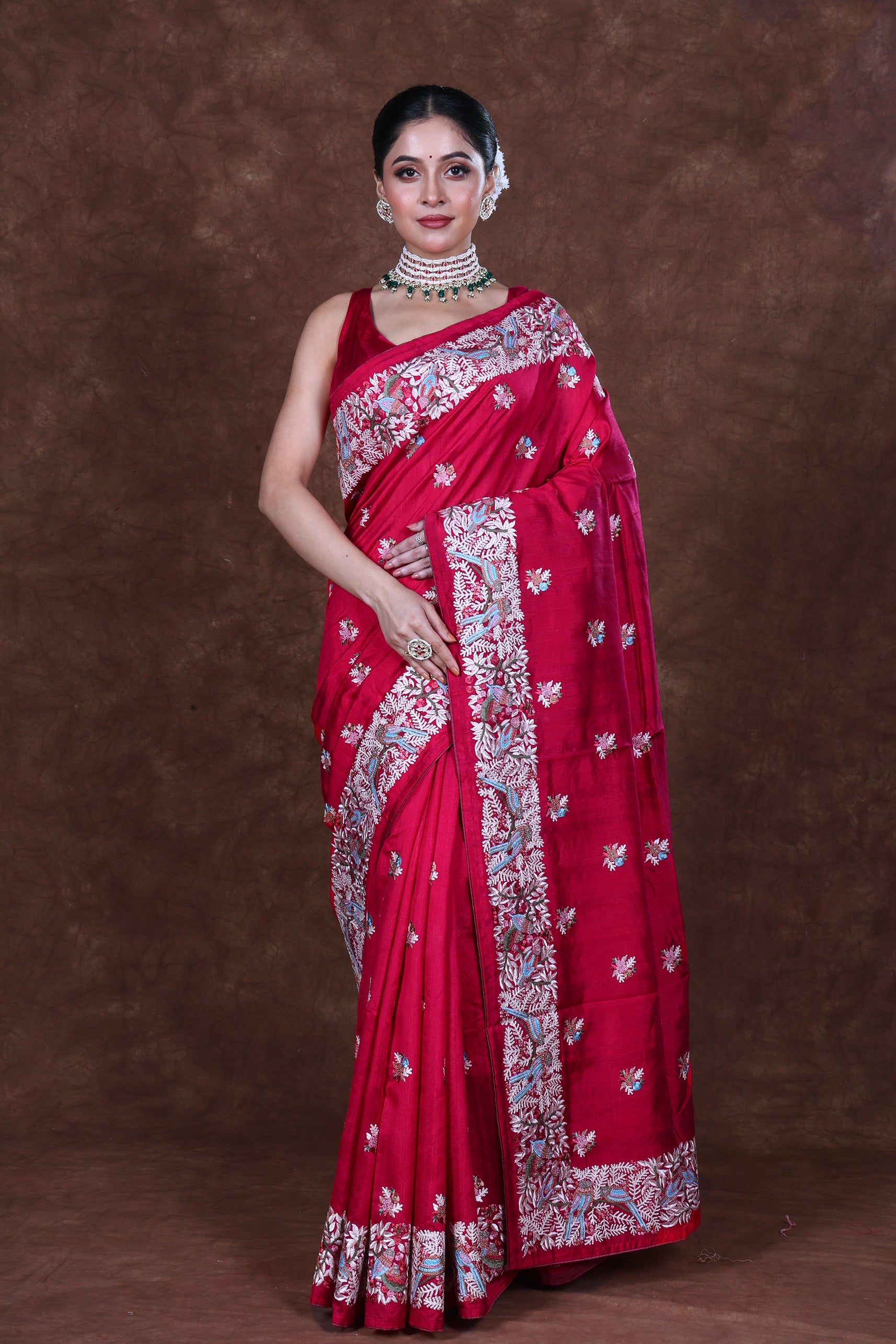 Semi Tussar Embroidery