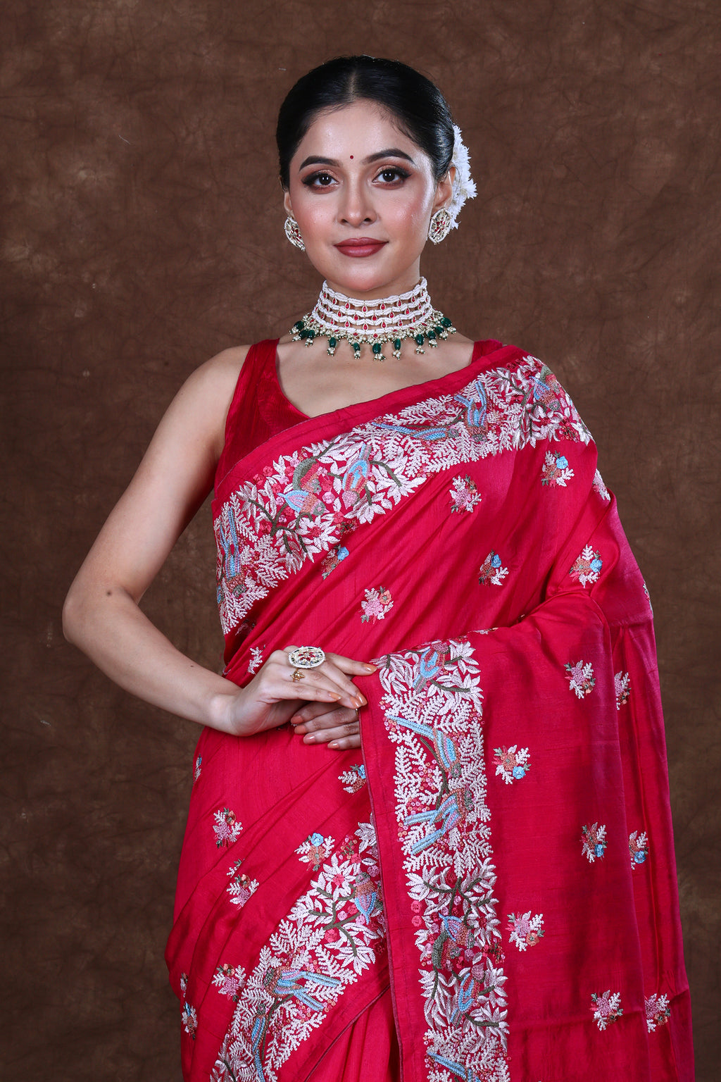 Semi Tussar Embroidery