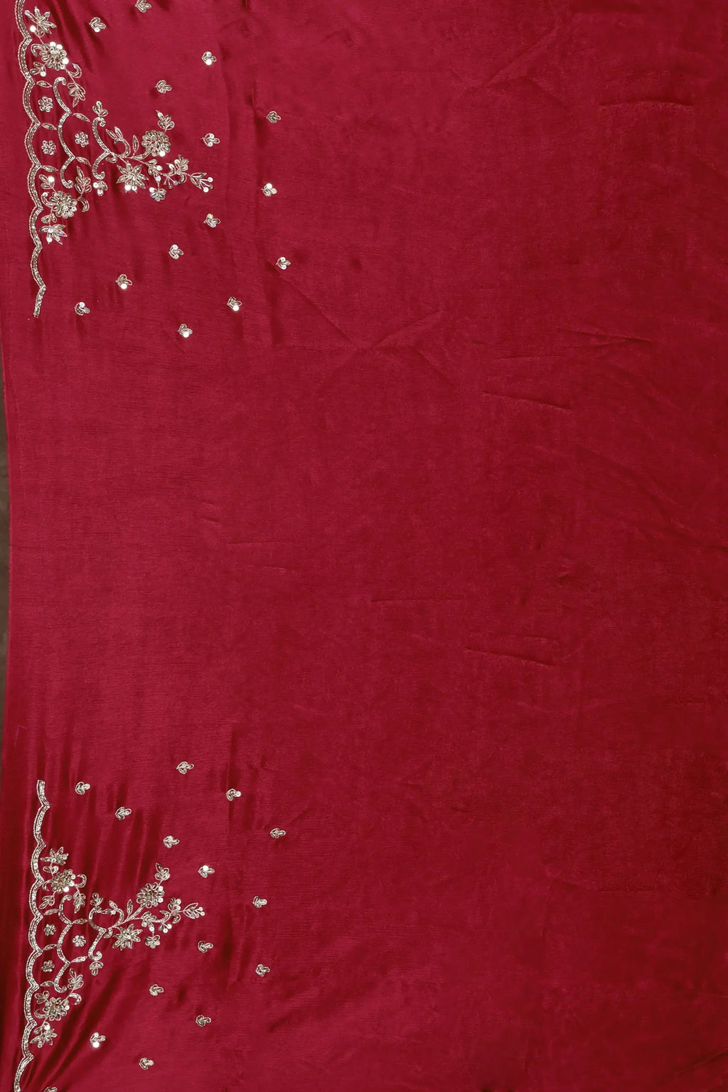 Red Crepe Satin Saree With Blouse Piece