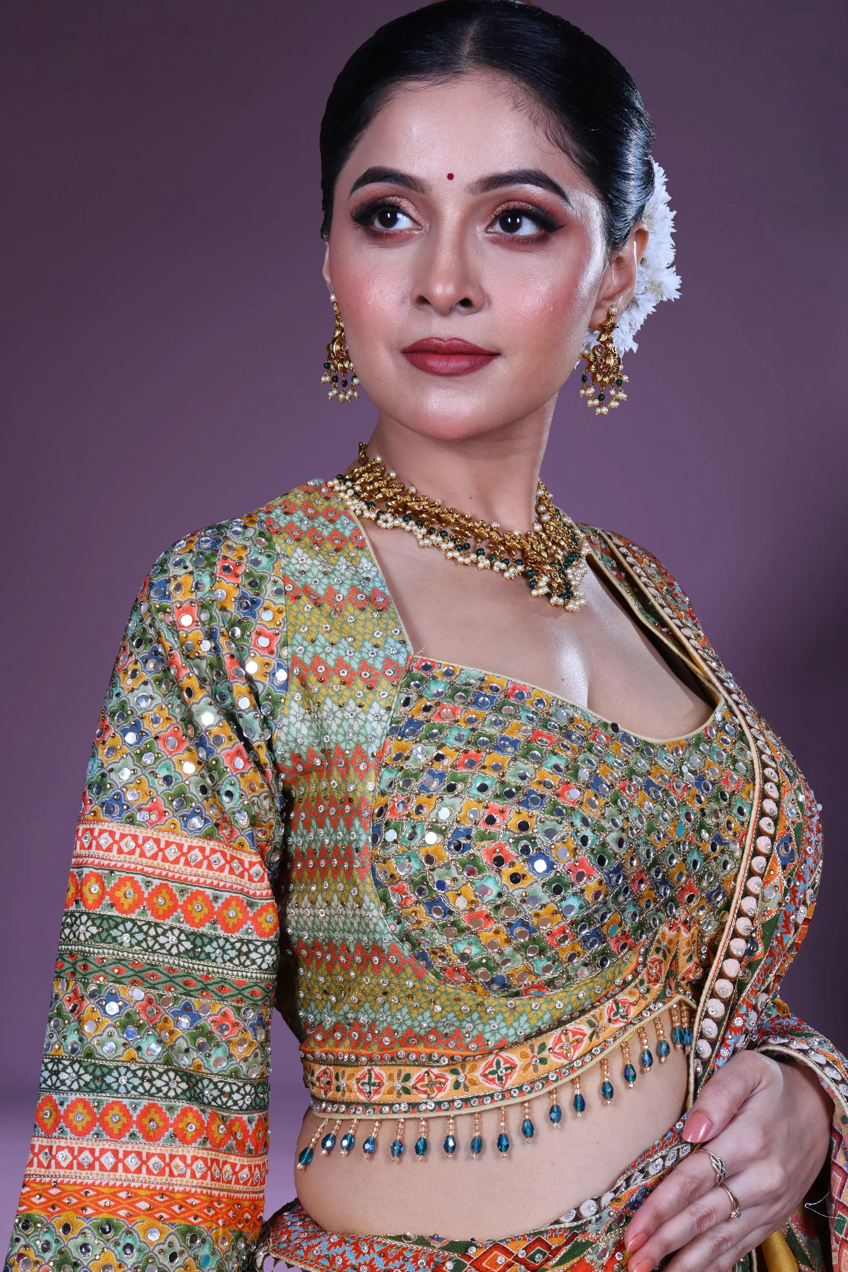Yellow Multicolor Chiffon Saree With Blouse Piece