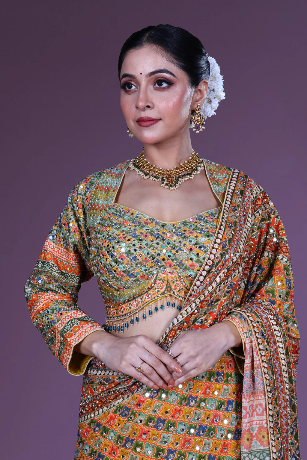 Yellow Multicolor Chiffon Saree With Blouse Piece