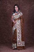 Brown Chocolate Tussar Jamdani Saree With Blouse Piece