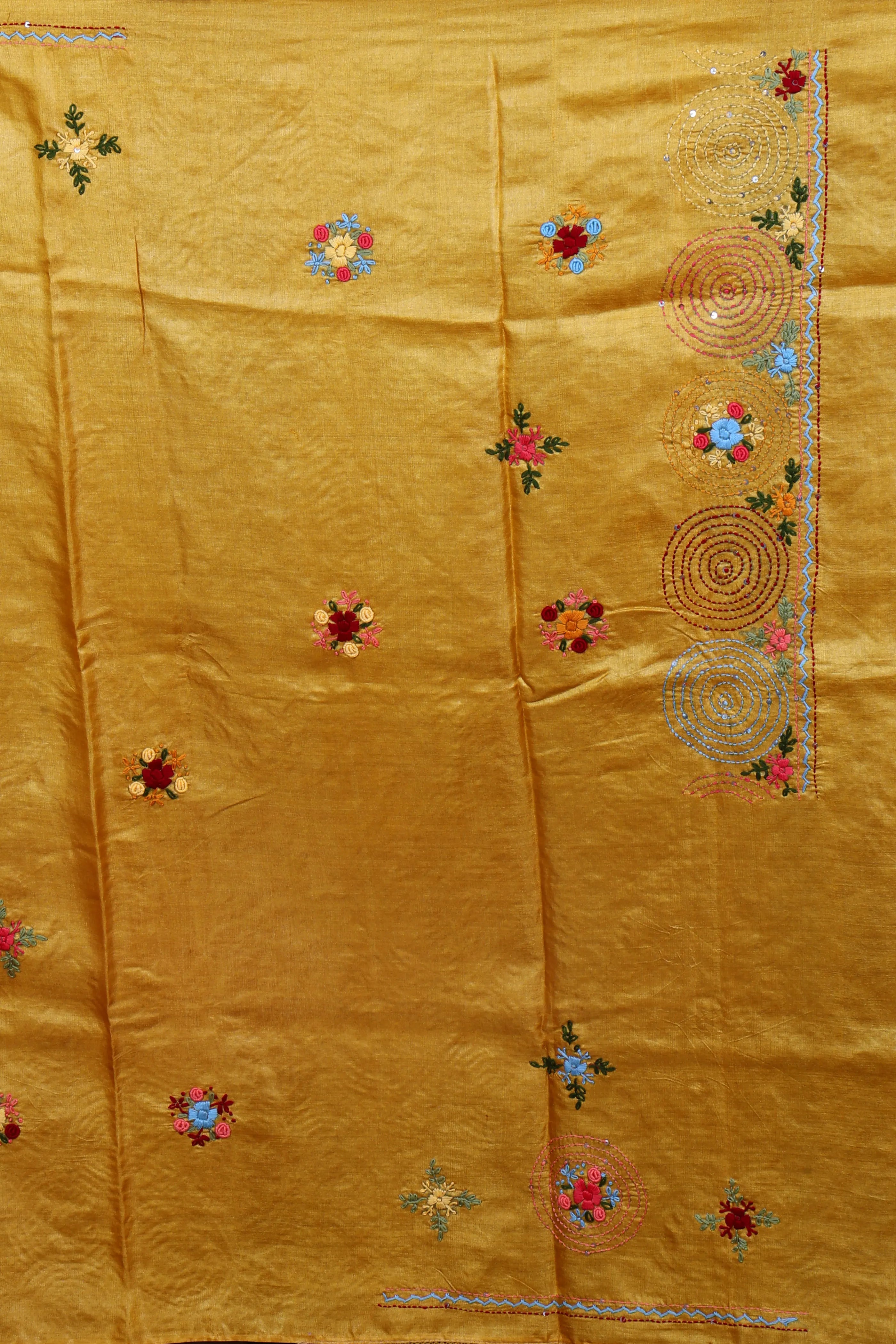 Mustard Yellow Tussar Saree With Blouse Piece