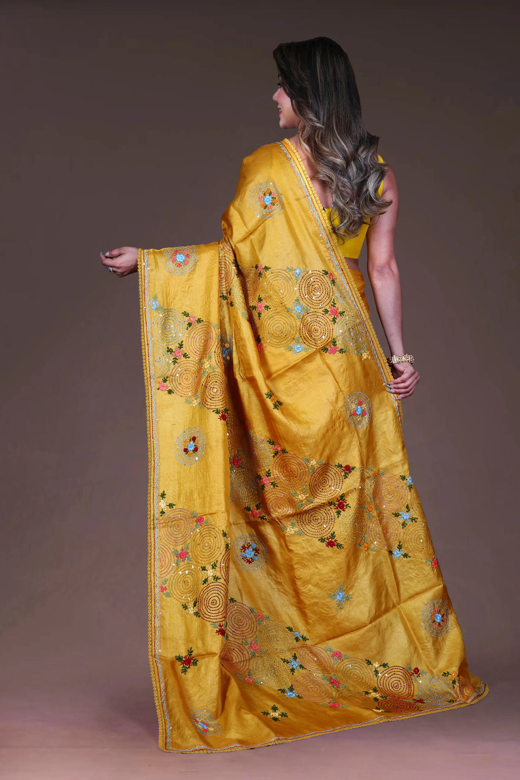 Mustard Yellow Tussar Saree With Blouse Piece