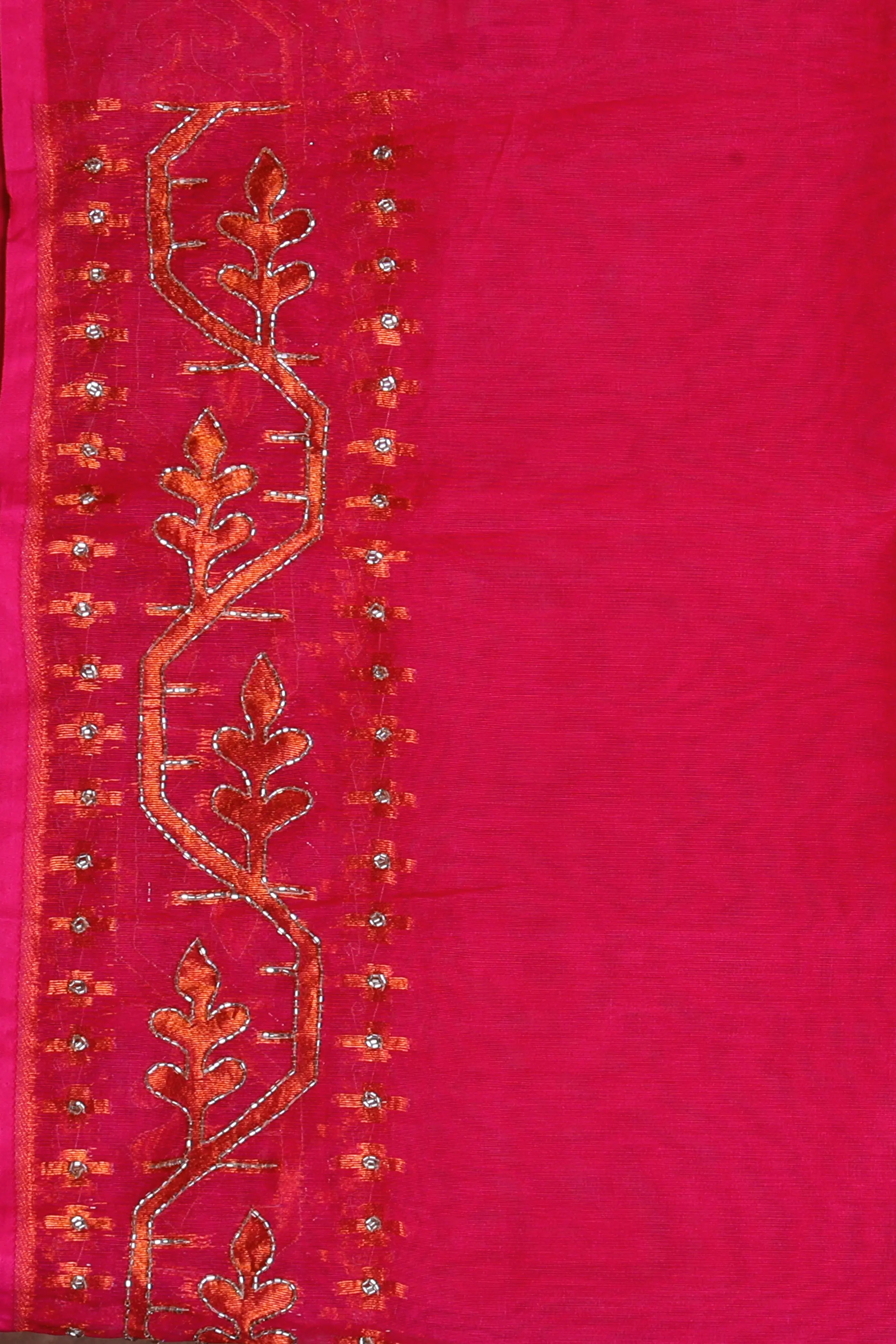 Pink Bengal Muslin Jamdani Saree With Blouse Piece