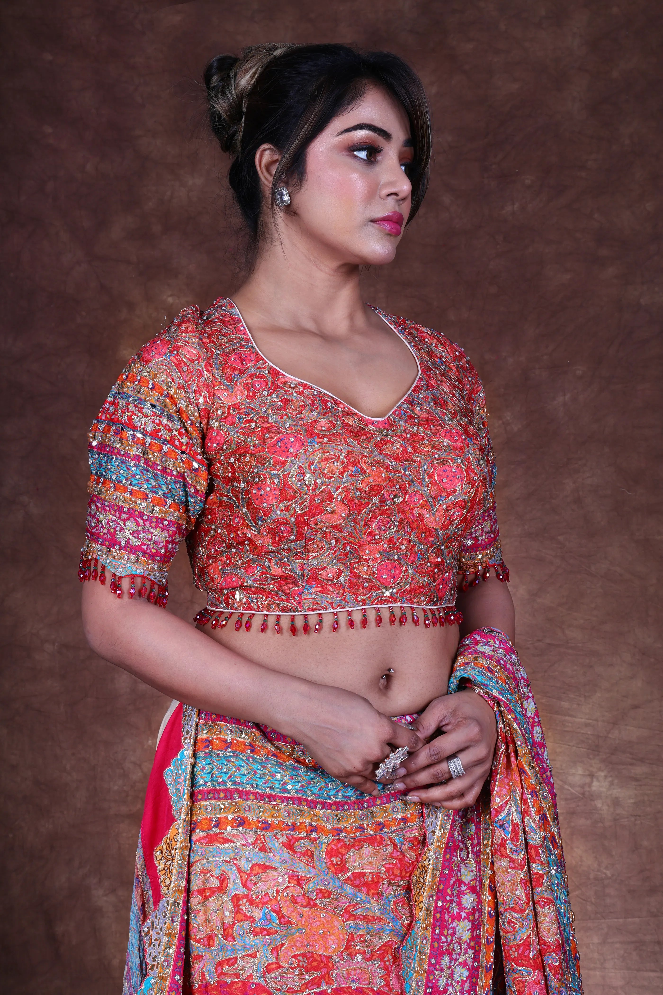 Rani Blended Chiffon Chiffon Saree With Blouse Piece