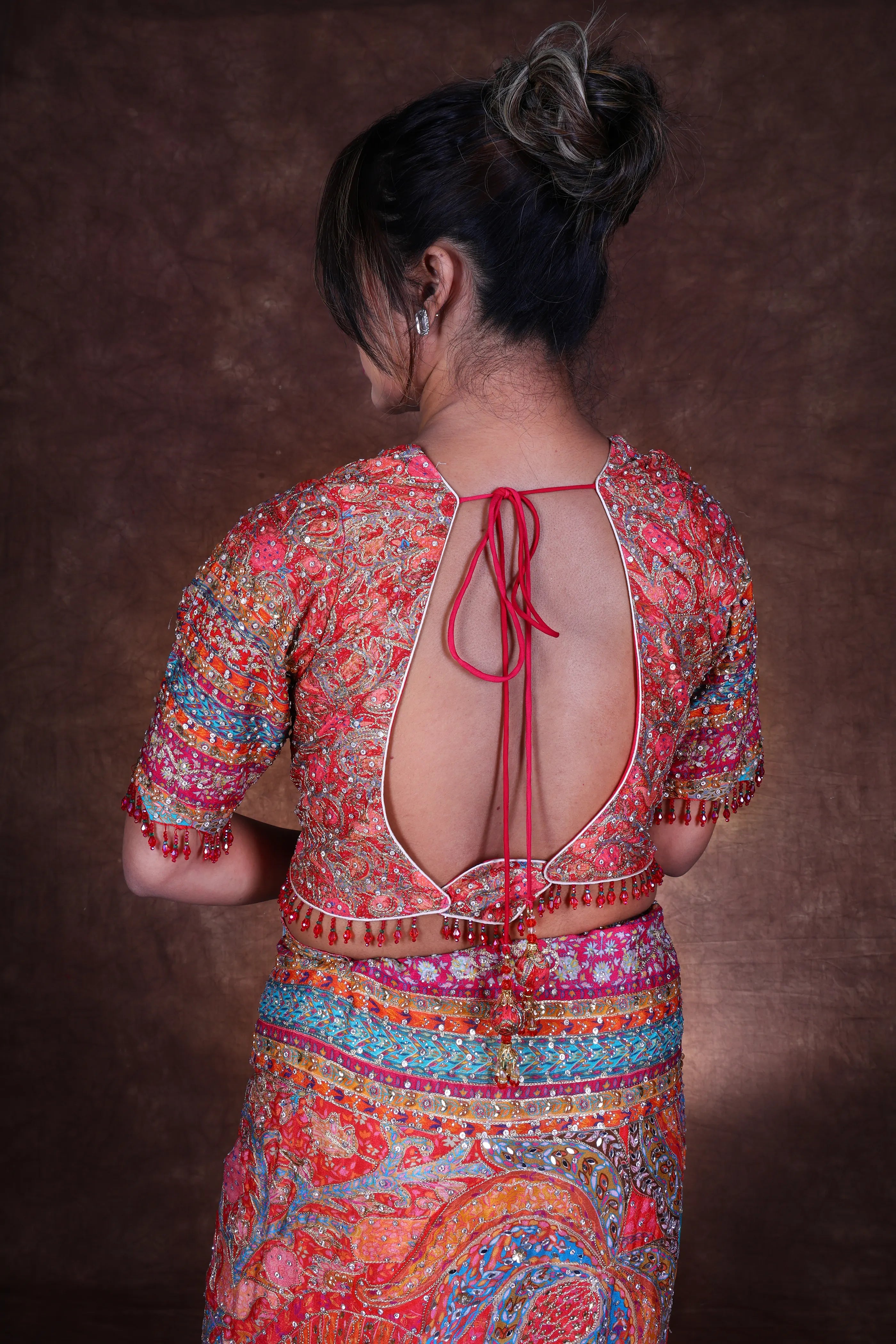 Rani Blended Chiffon Chiffon Saree With Blouse Piece