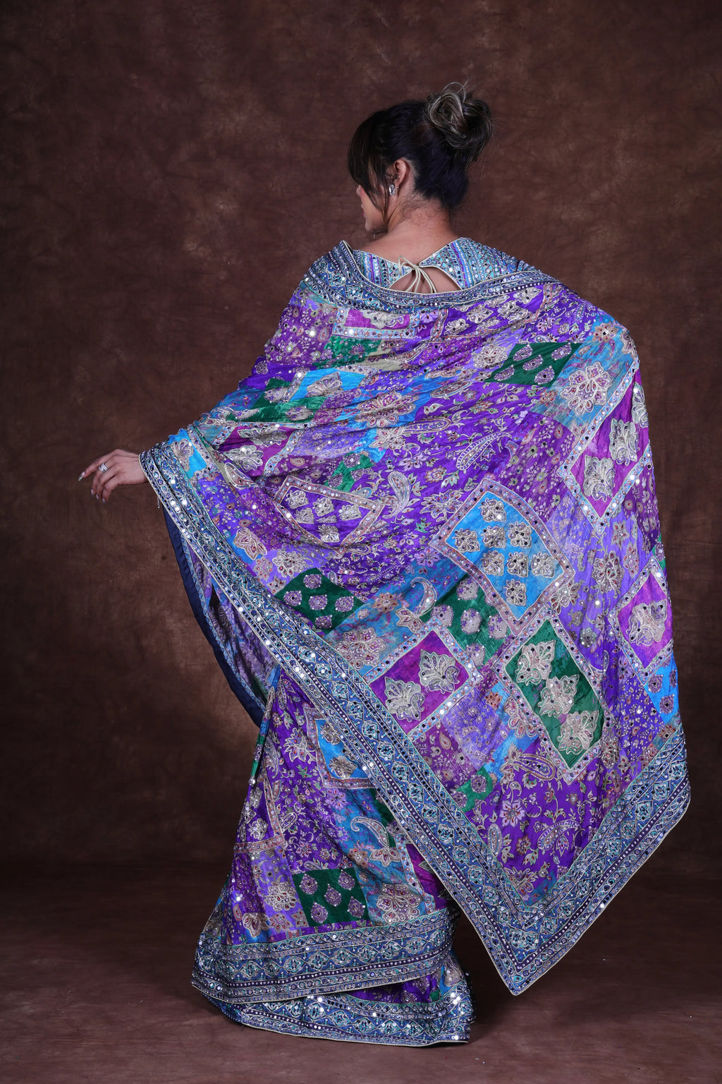 Multi Color Blended Chiffon Saree With Blouse Piece