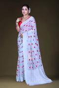 Light Sky Chiffon Banarasi Saree With Blouse Piece
