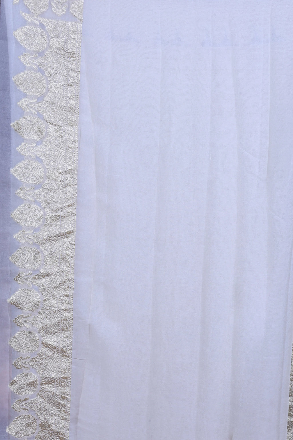 Cream Georgette Banarasi Saree With Blouse Piece