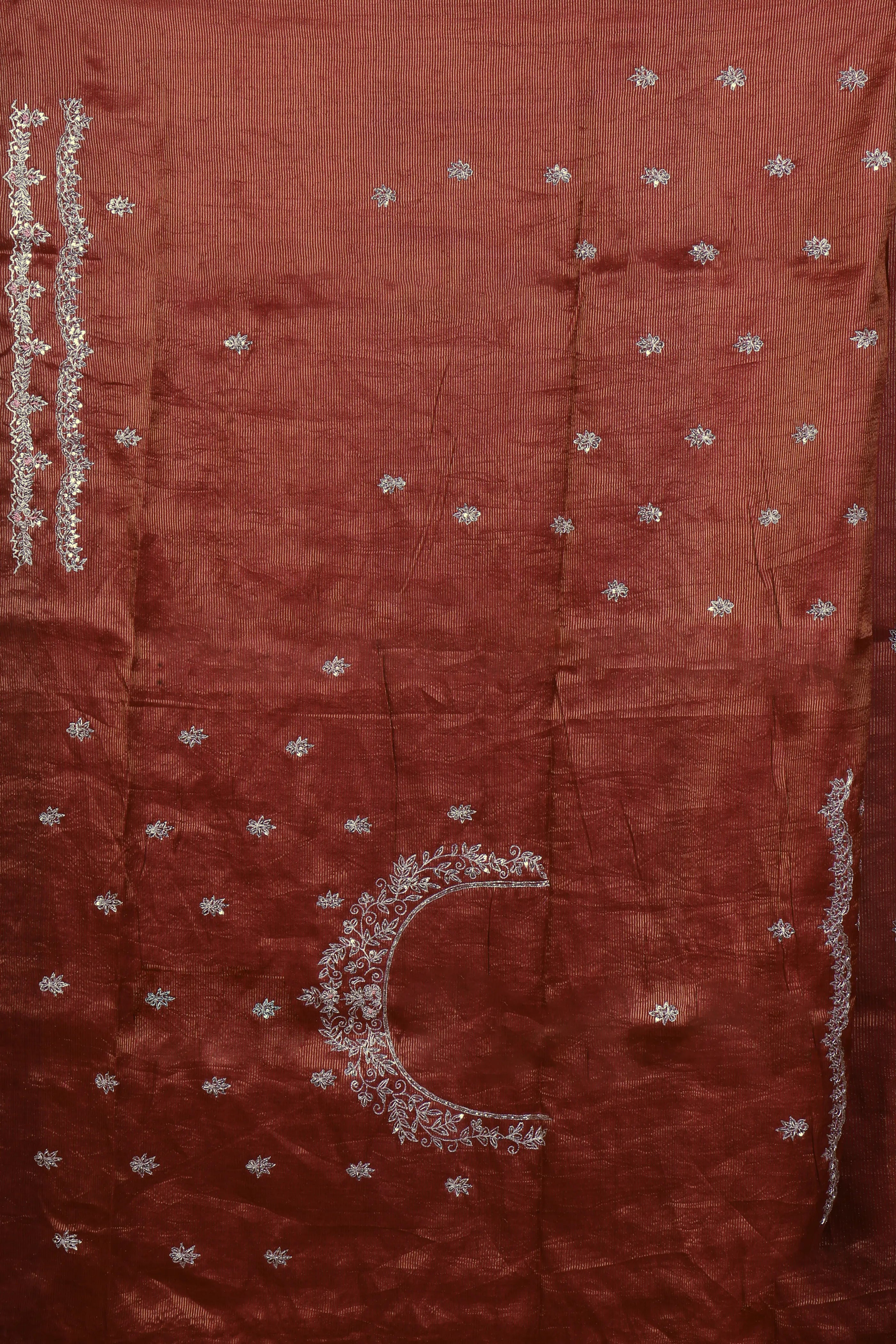 Rust Tussar Saree With Blouse Piece