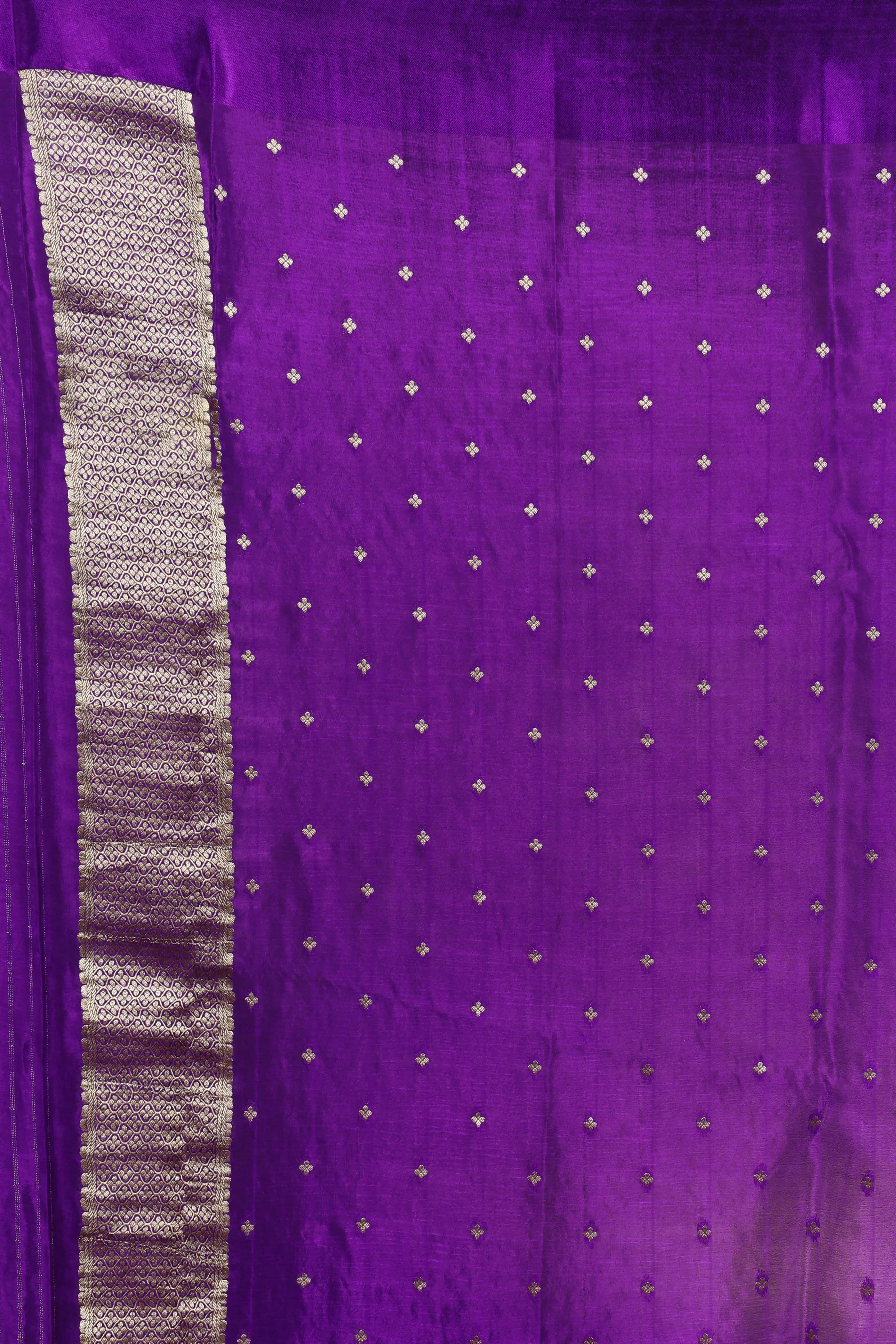 Purple Semi Mashru Banarasi Saree With Blouse Piece