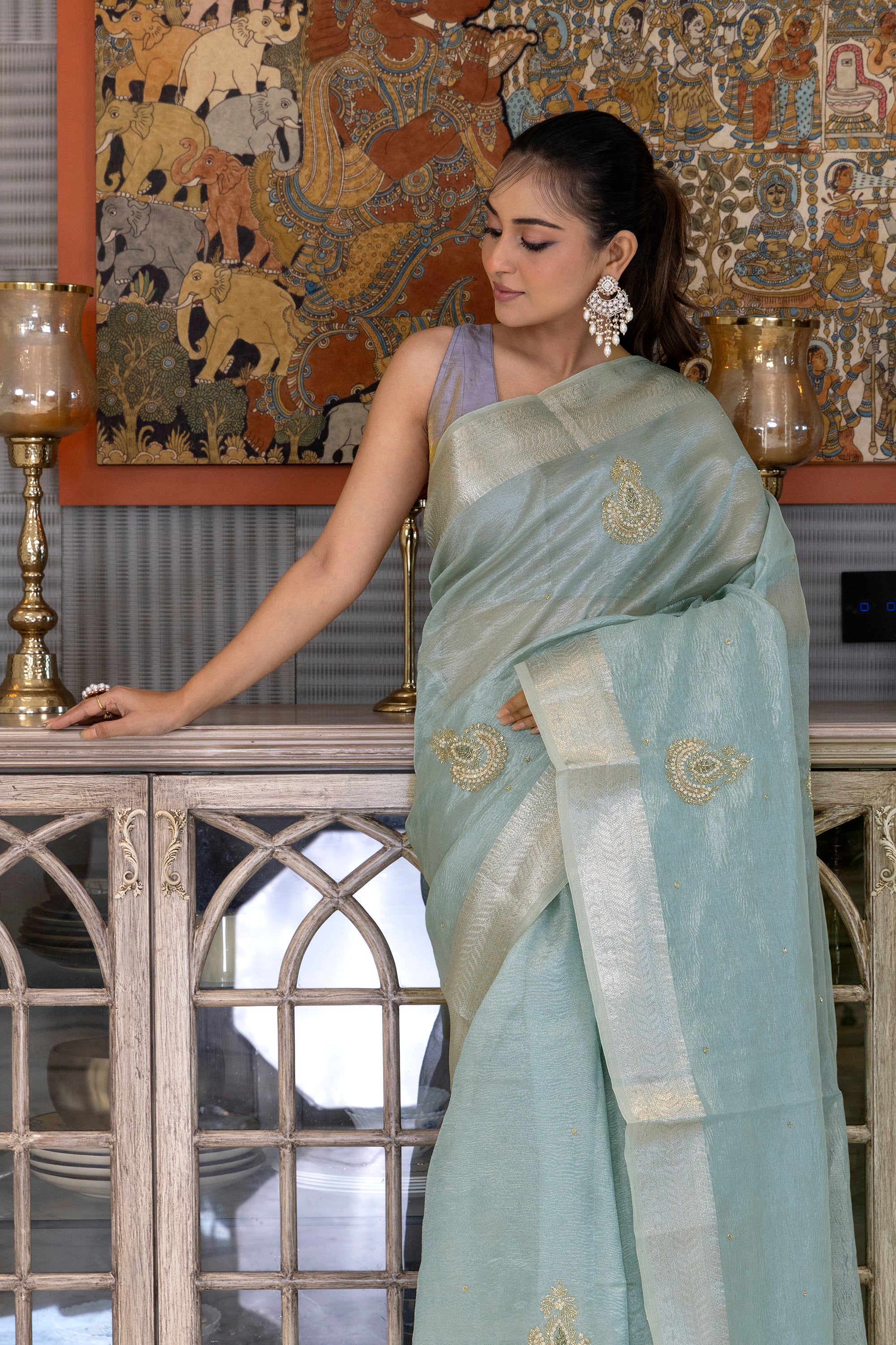 Semi Crush Tissue Zardosi Work