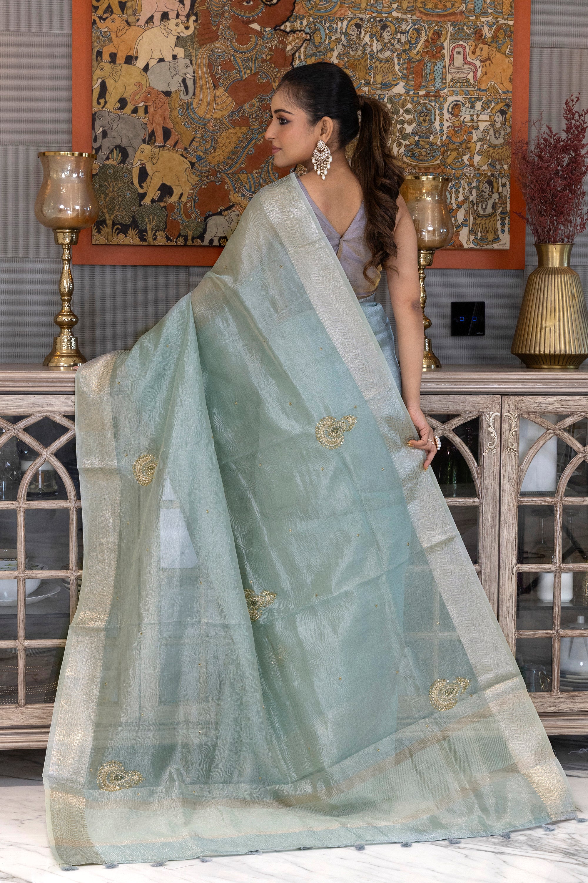 Semi Crush Tissue Zardosi Work