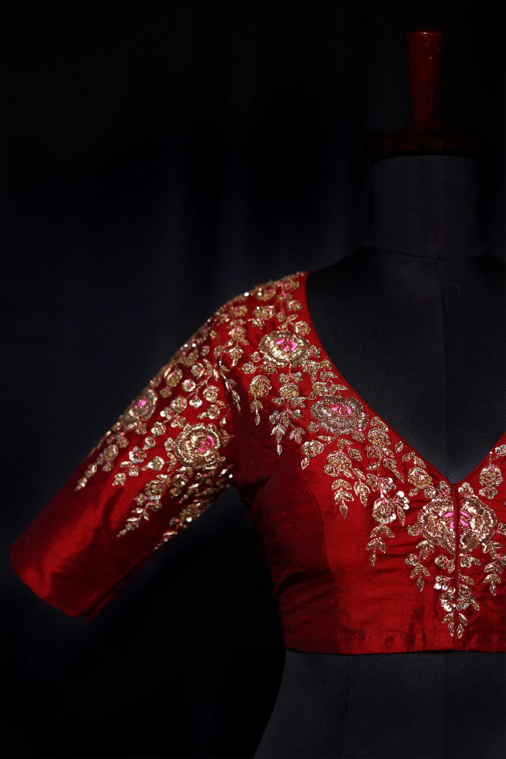 Maroon Raw Silk Blouse For Women Jaal Style Party wear