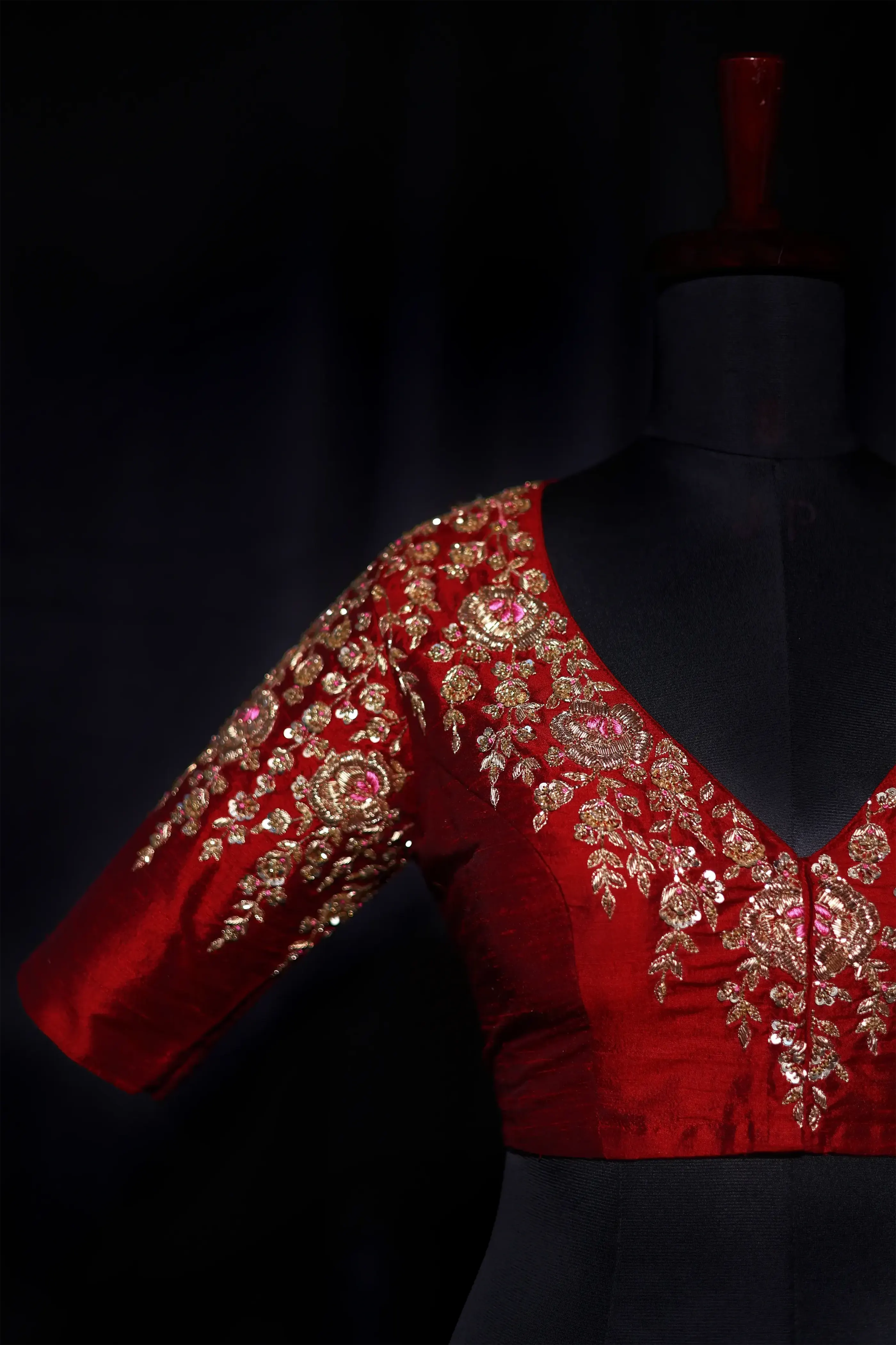 Maroon Raw Silk Blouse For Women Jaal Style Party wear