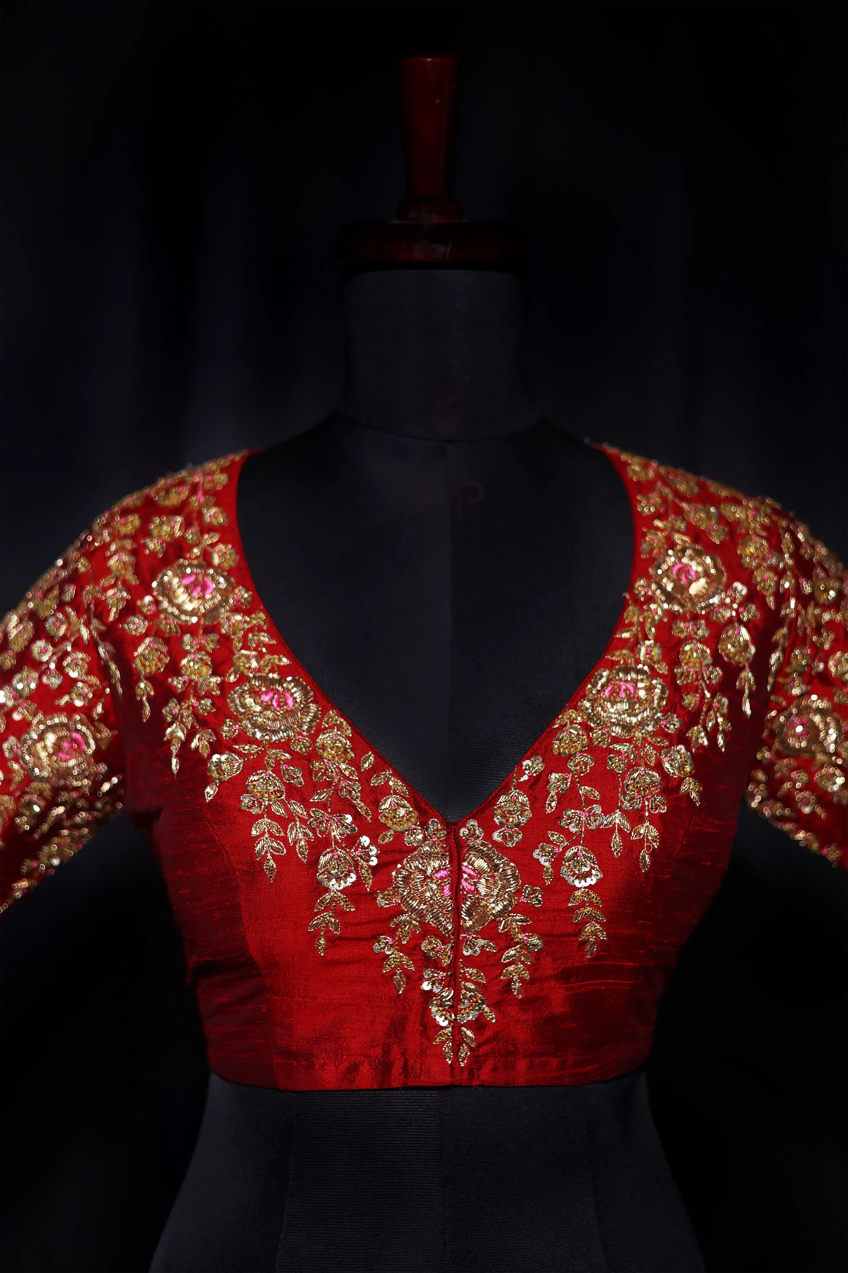 Maroon Raw Silk Blouse For Women Jaal Style Party wear