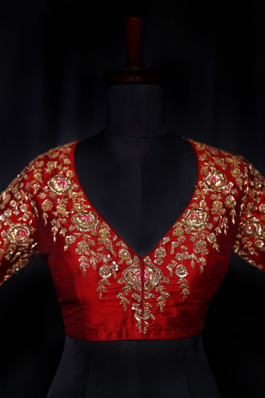 Maroon Raw Silk Blouse For Women Jaal Style Party wear