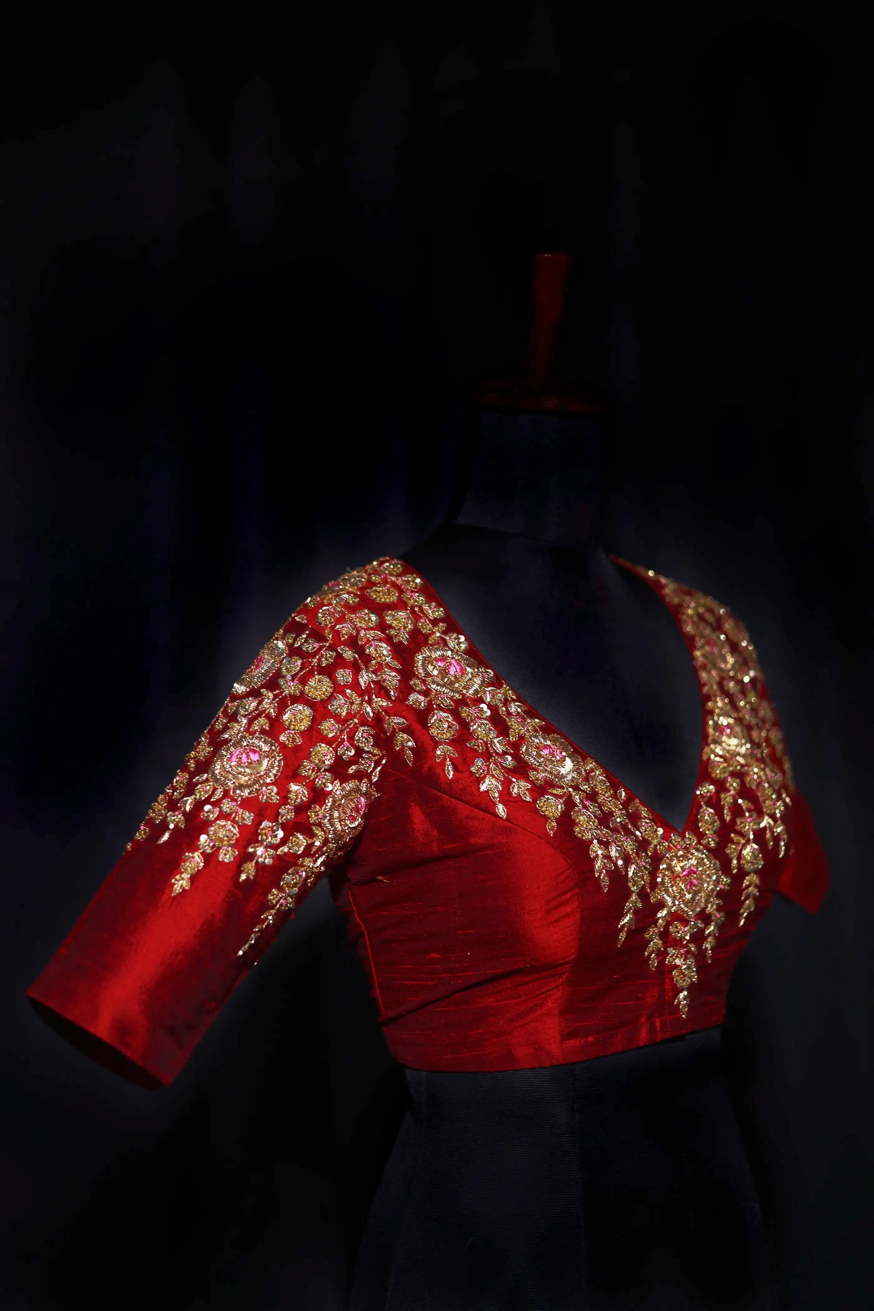 Maroon Raw Silk Blouse For Women Jaal Style Party wear
