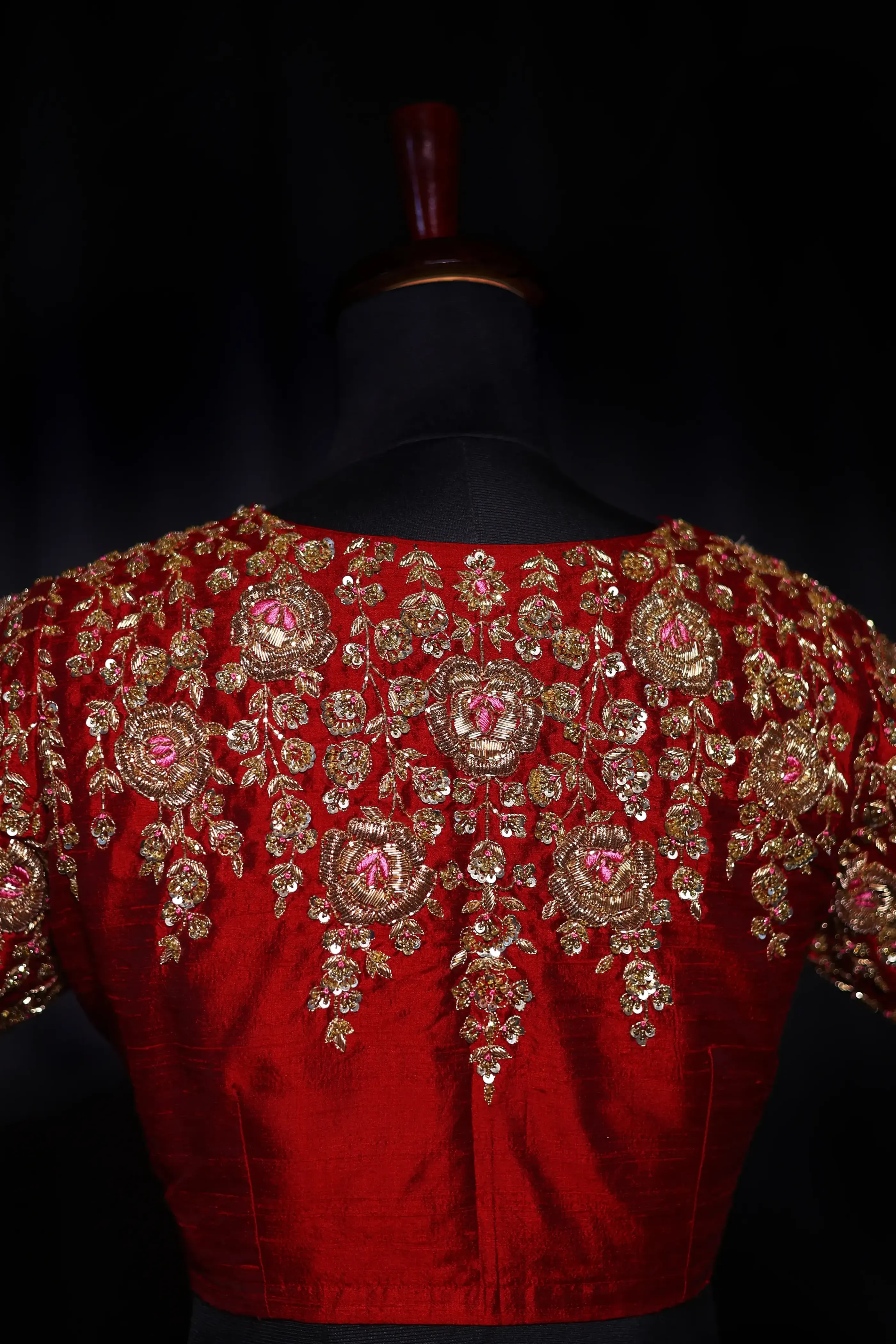 Maroon Raw Silk Blouse For Women Jaal Style Party wear