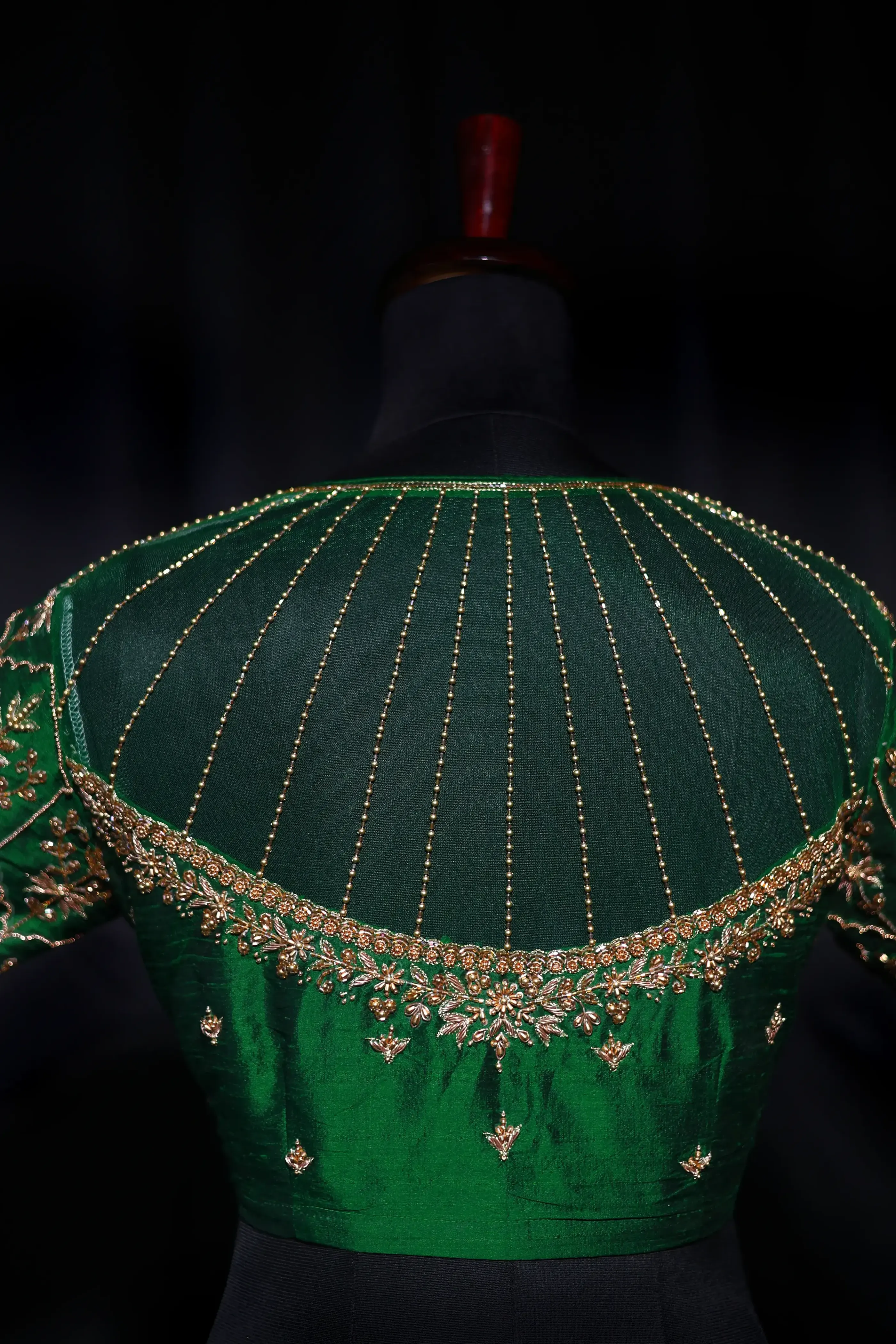 Green Raw Silk Blouse For Women Jaal Style Party wear